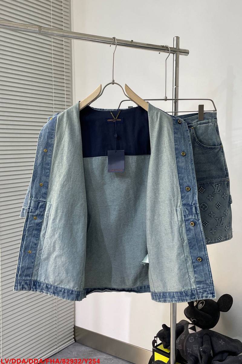 LV Short-Sleeved Denim Workwear Shirt+shorts