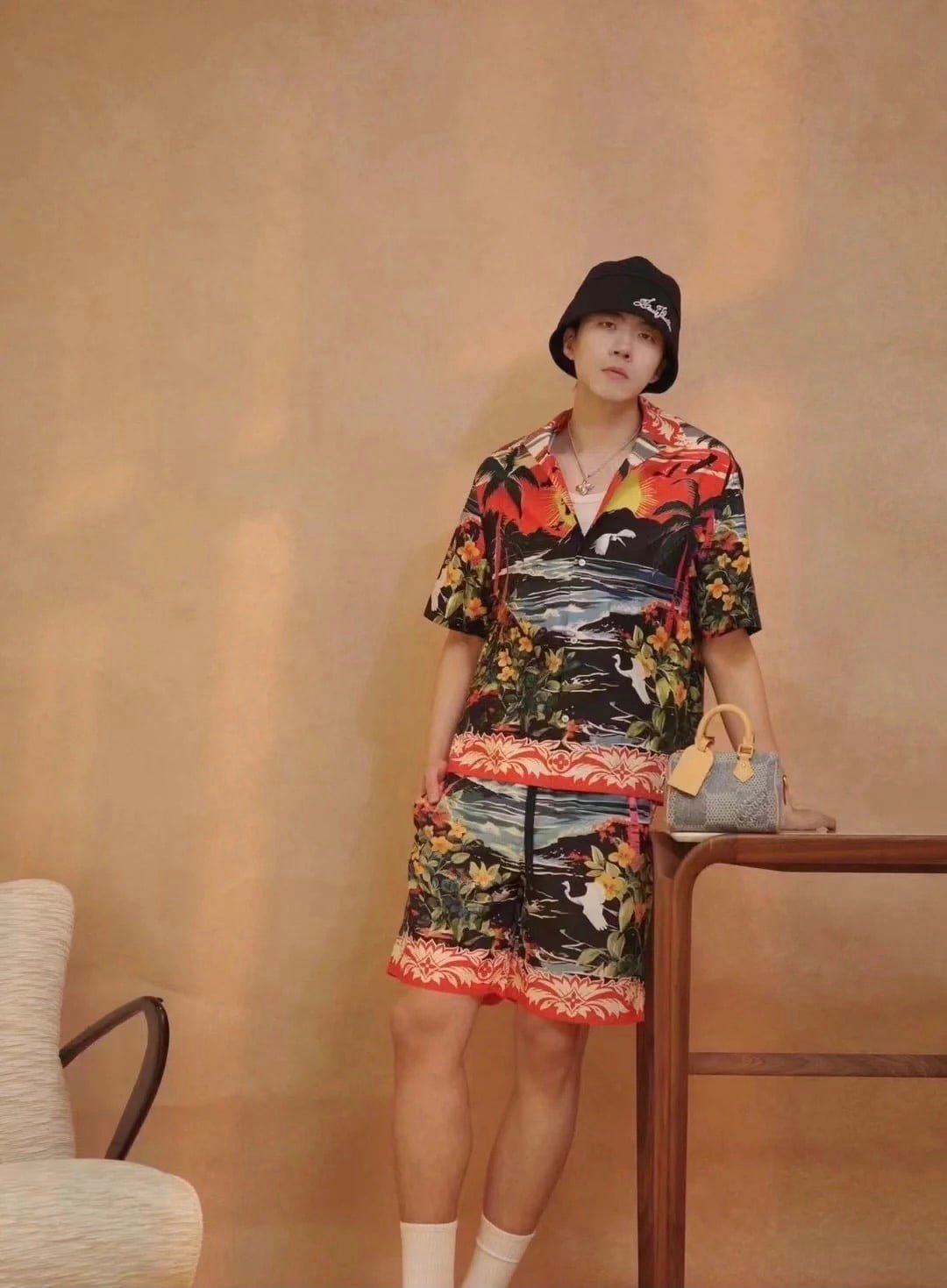 LV Printed Short-Sleeved Cotton Shirt
