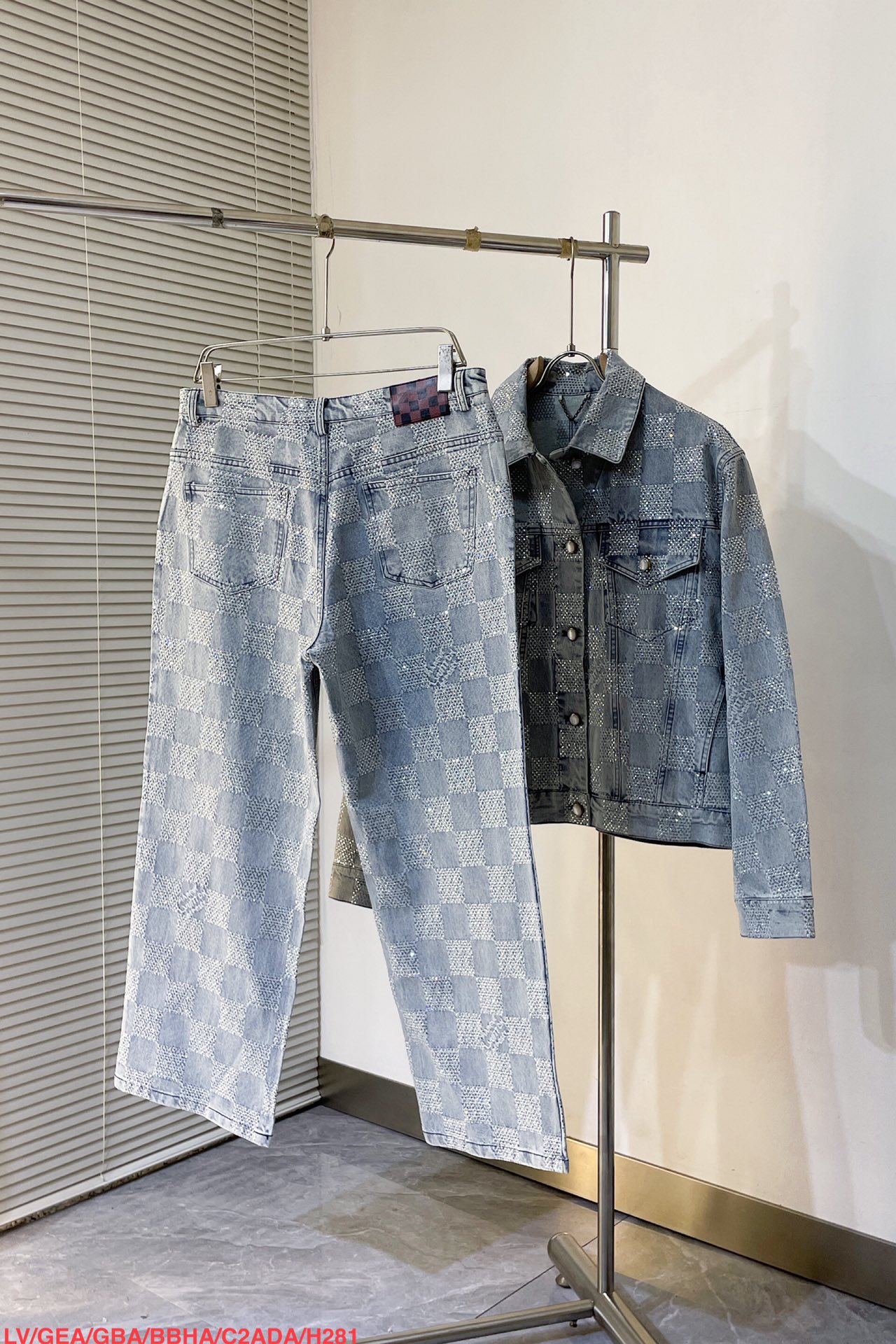 LV crystal denim jacket+pant