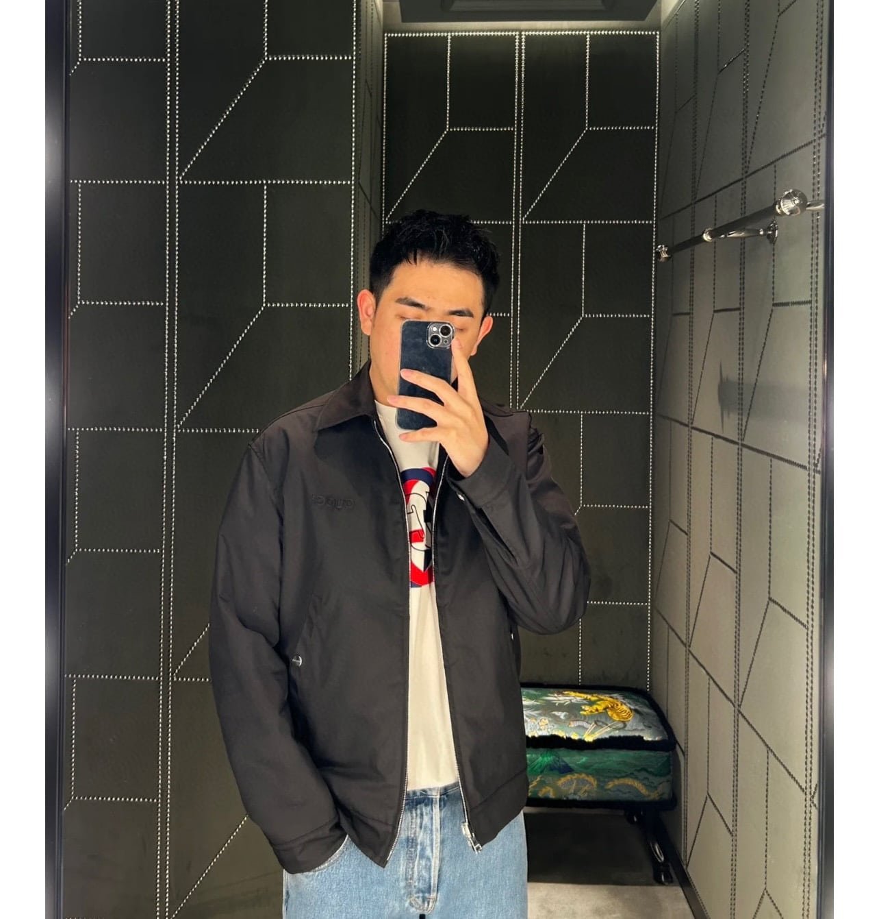 Reversible GG jacket