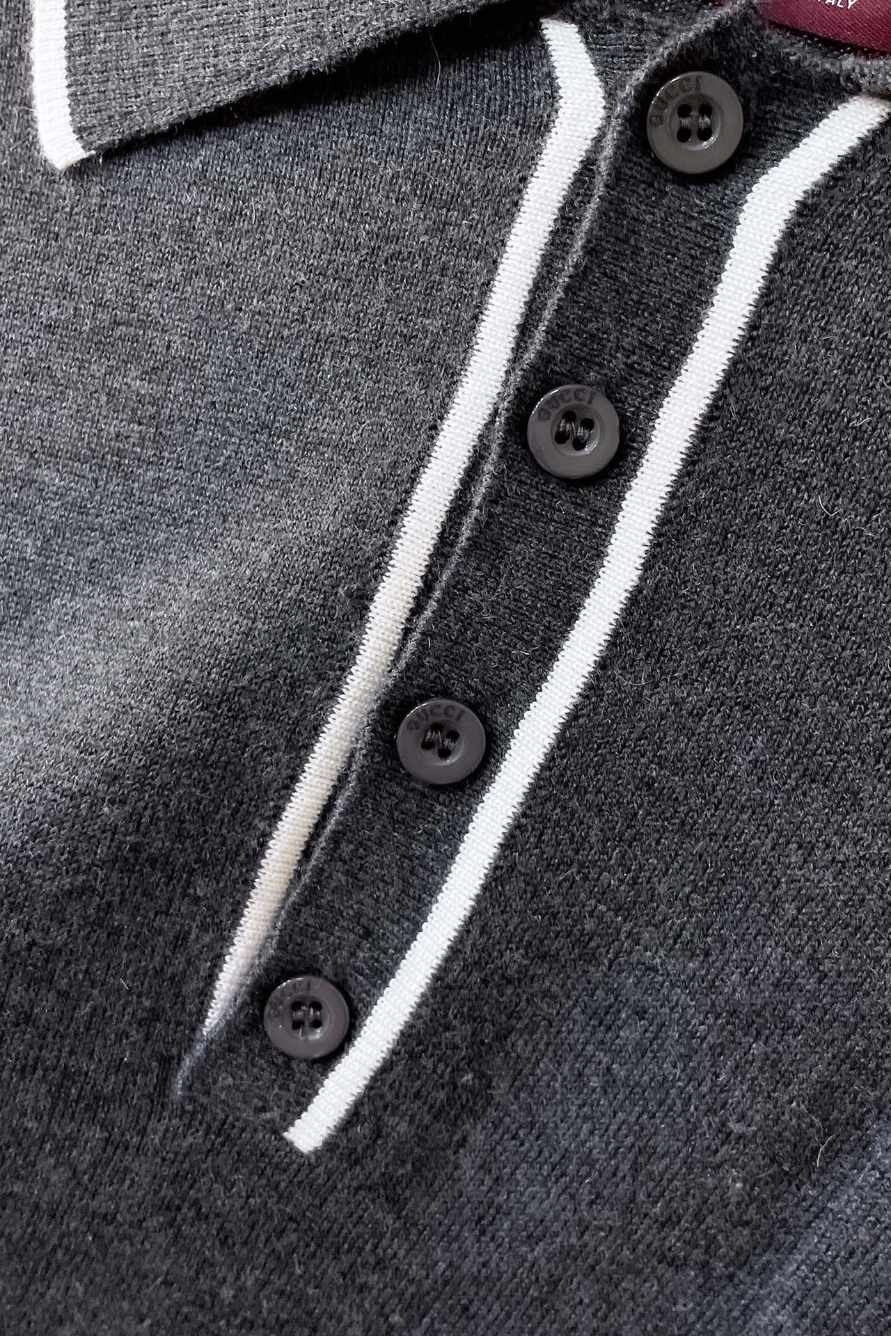 Knit wool long sleeve polo top