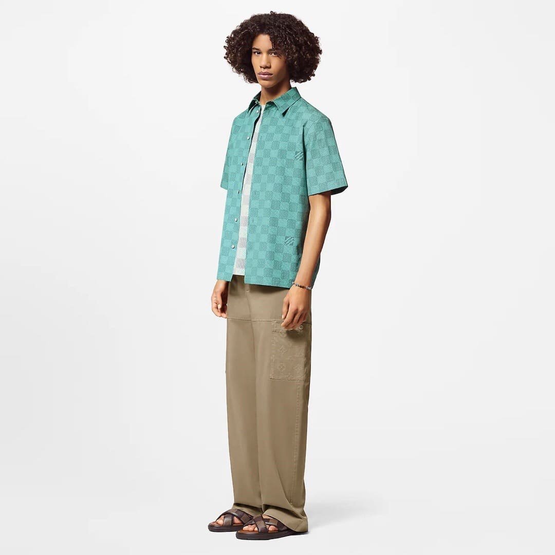 LV Printed Short-Sleeved Cotton Shirt+Printed Nylon Swimshorts