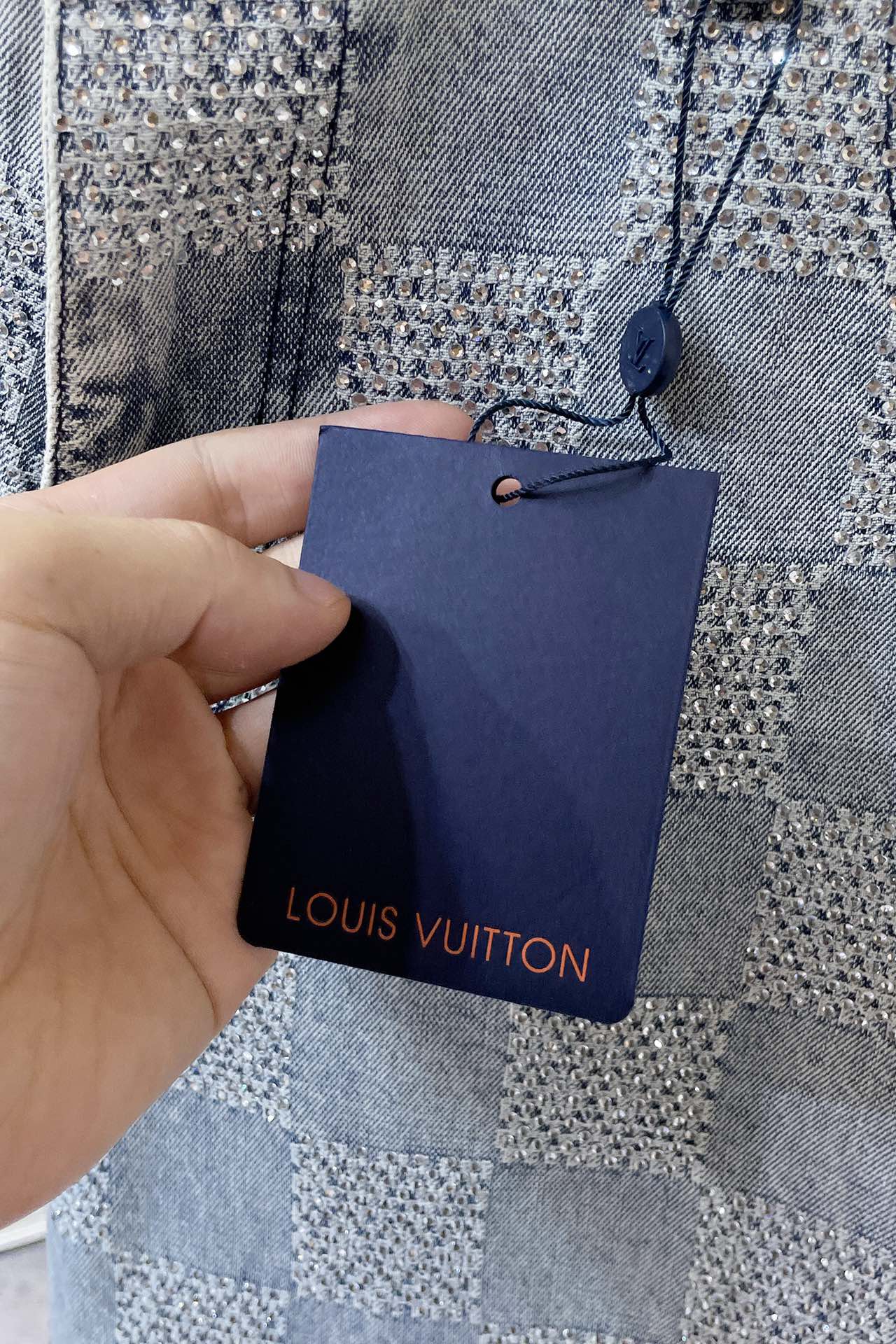 LV crystal denim jacket+pant