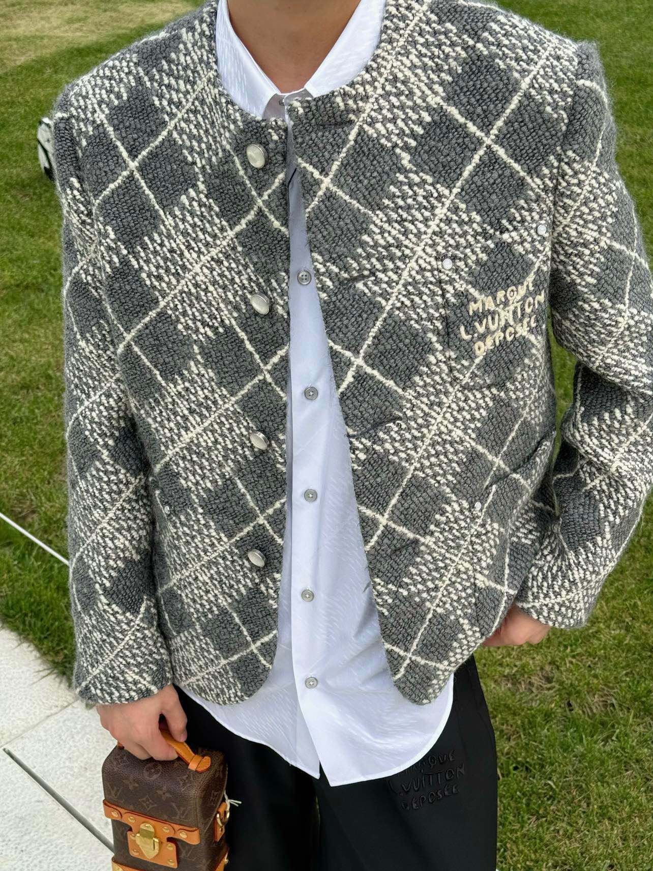 Chic Collarless Wool Jacket