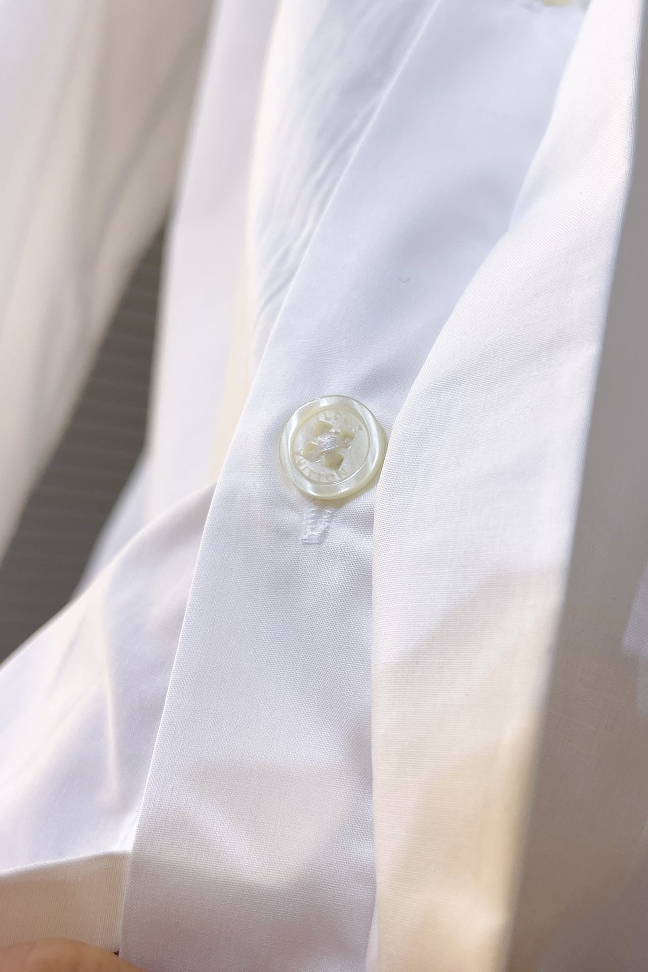 LV Embroidered Long-Sleeved Cotton Blend Shirt