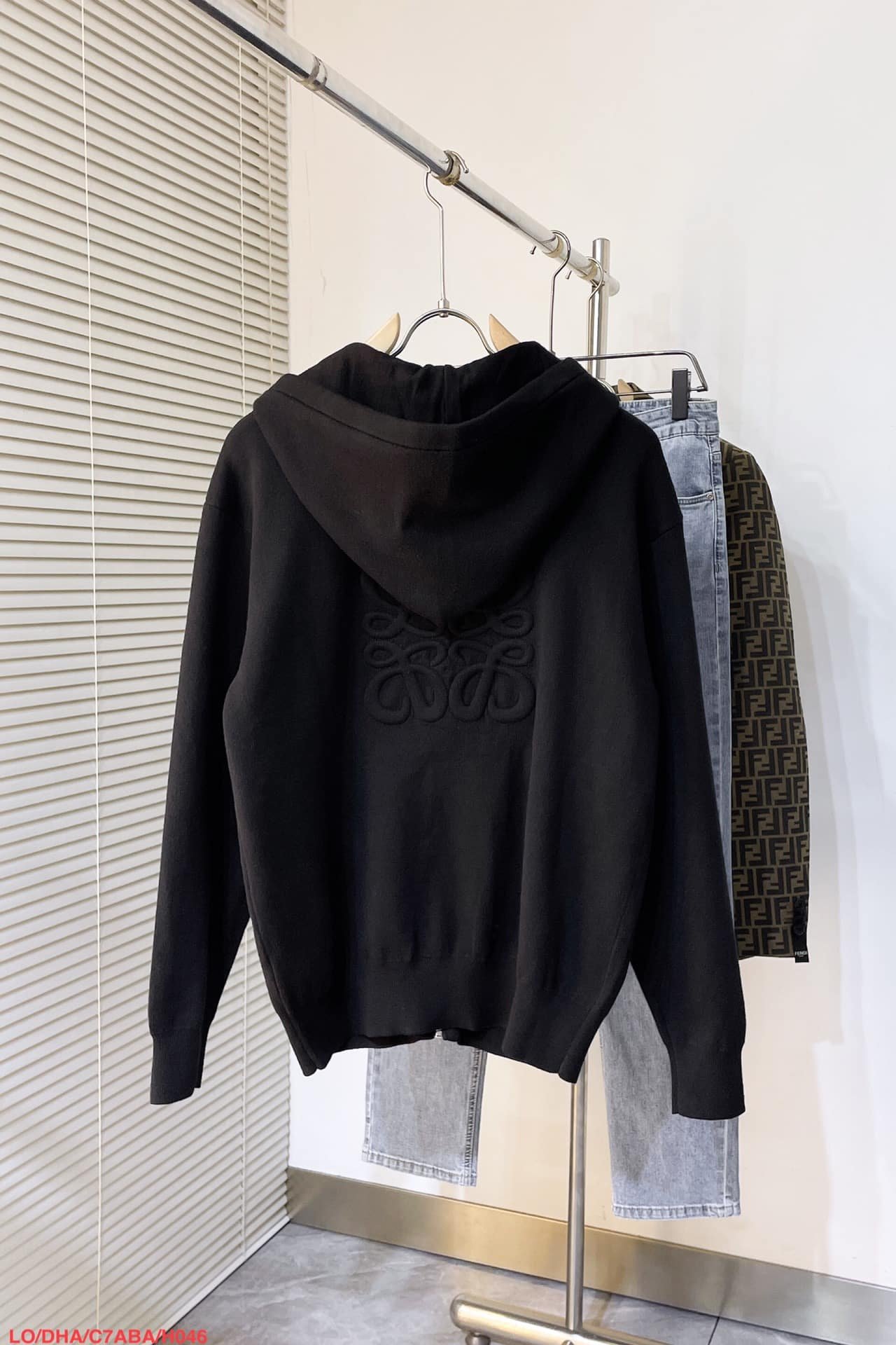 Anagram zip-up hoodie in wool