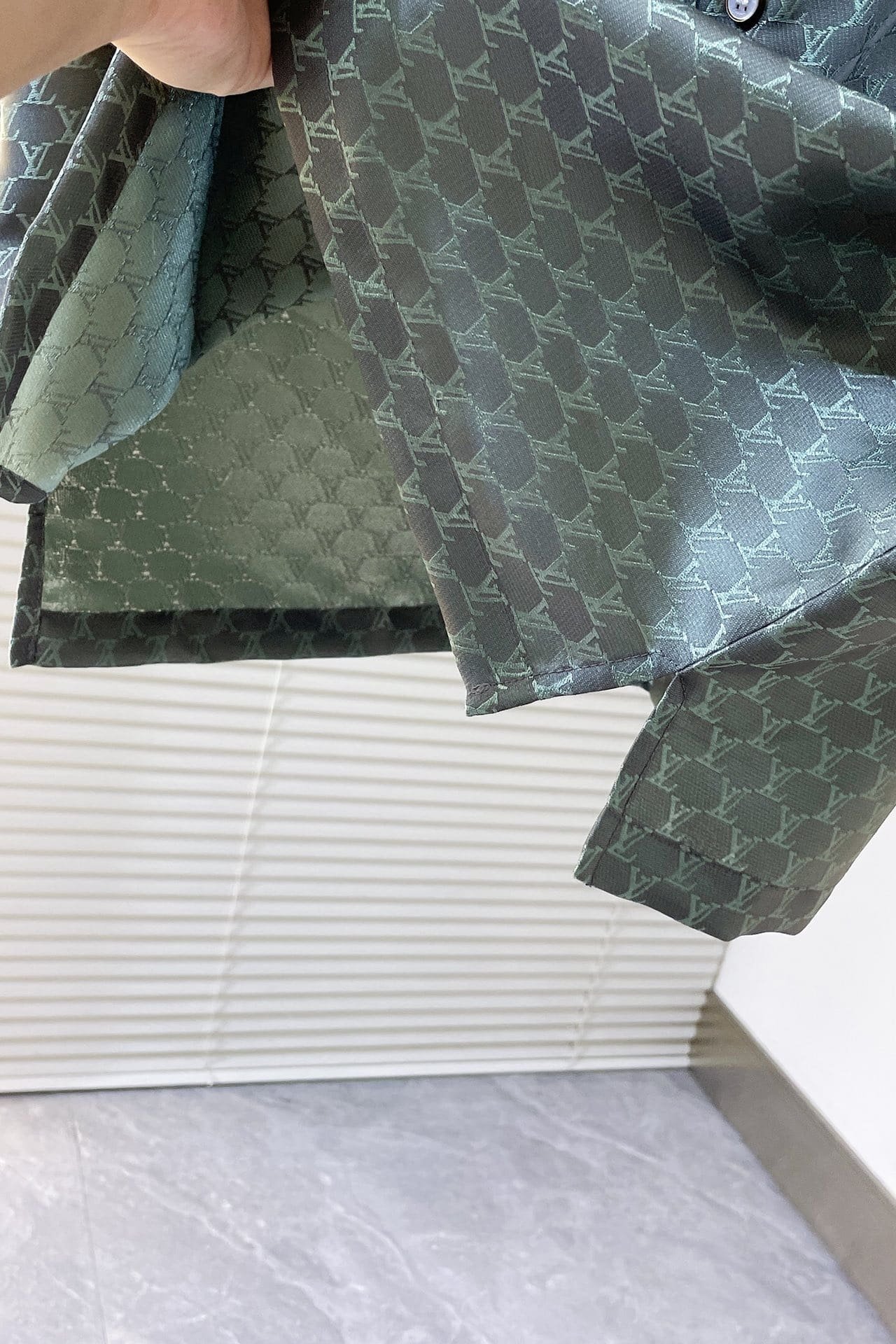 LV Short-Sleeved Jacquard Silk-Blend Shirt
