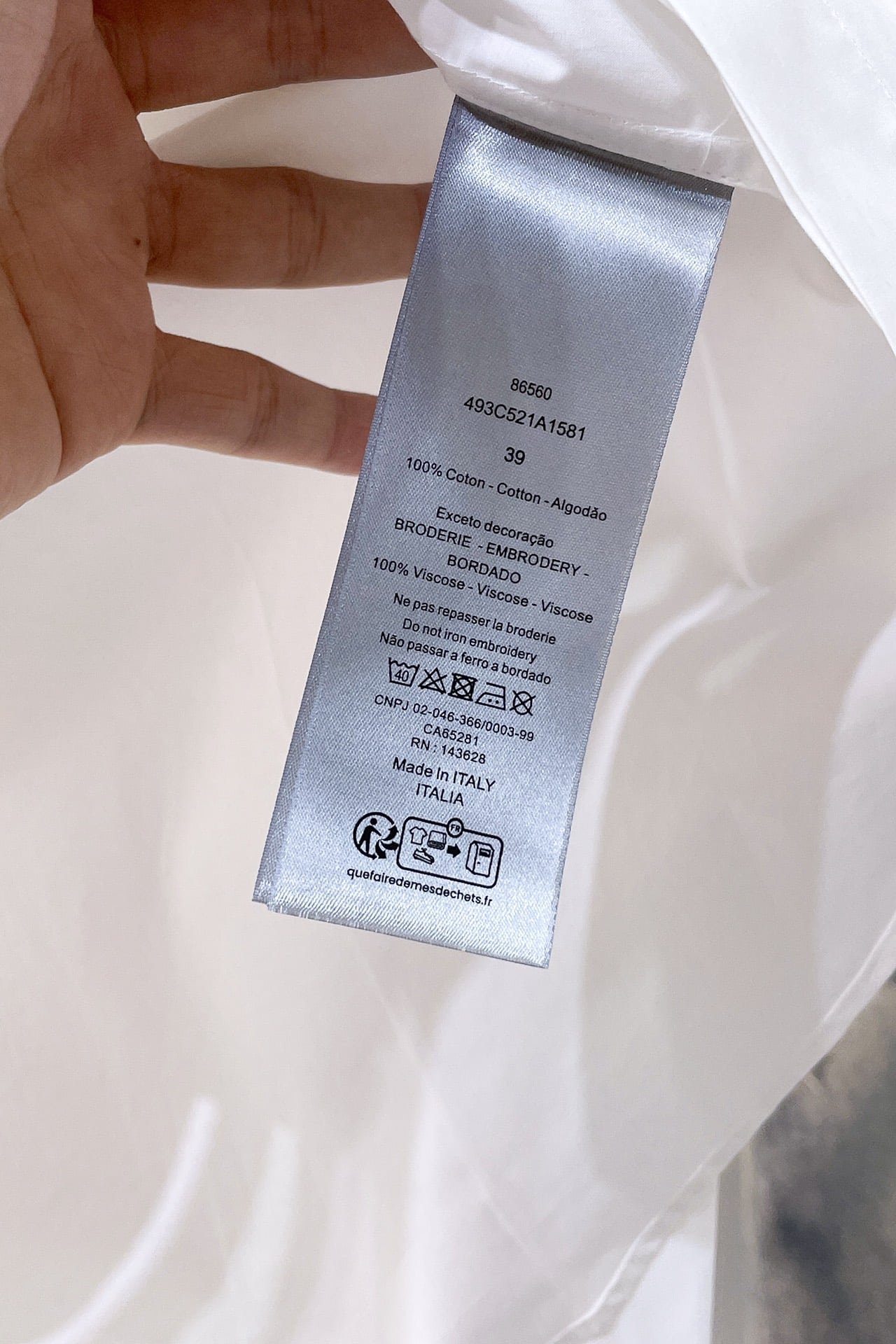 Handwritten Christian Dior 1947 Shirt