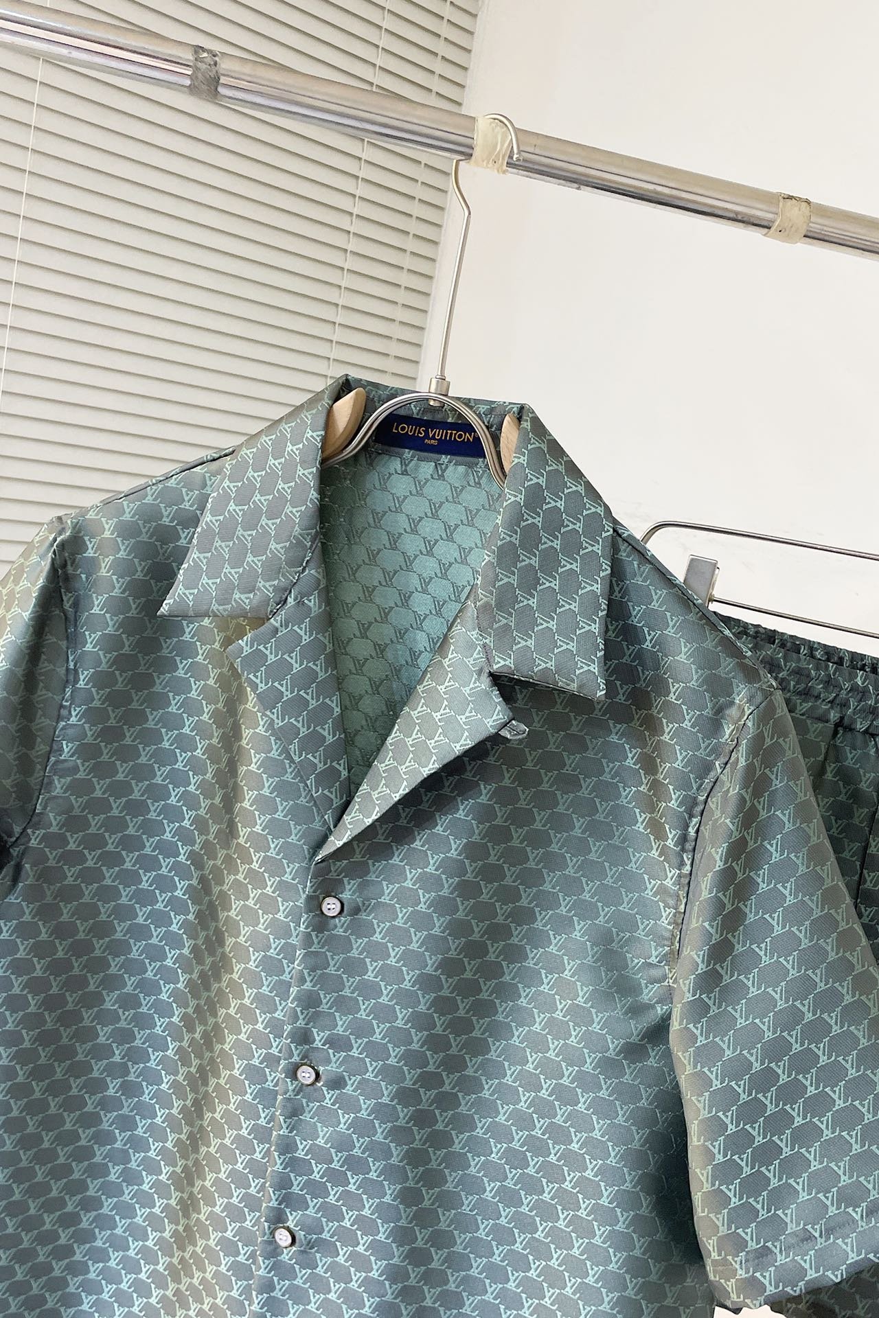 LV Short-Sleeved Jacquard Silk-Blend Shirt