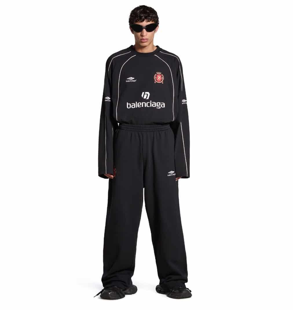 Balenciaga Soccer Baggy Sweatpants in black and white medium fleece