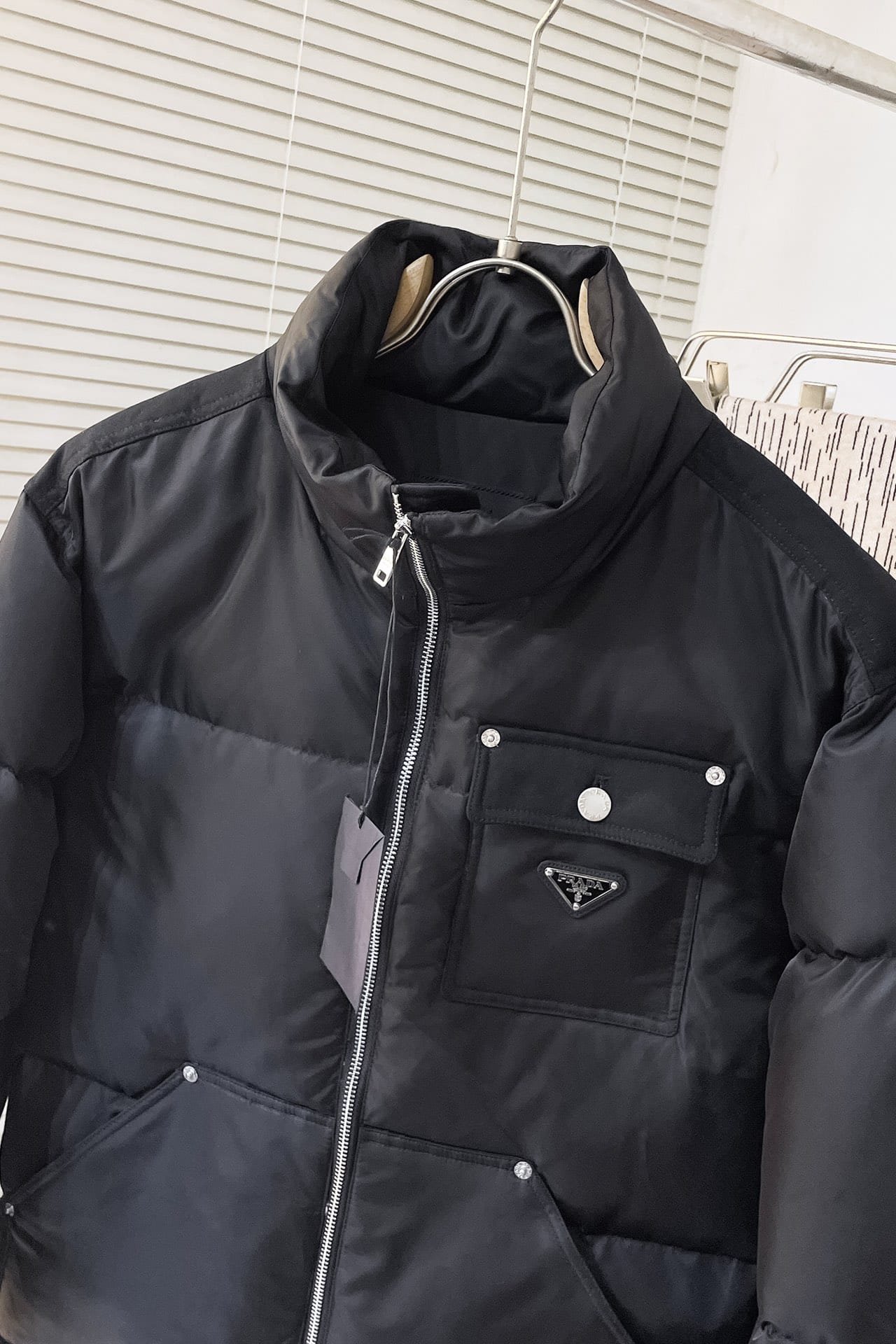 Cropped Re-Nylon down jacket