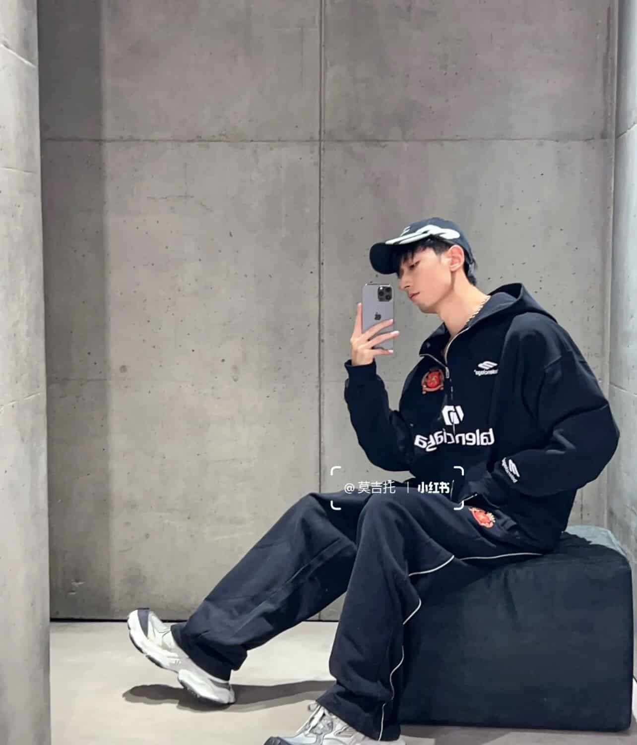 Balenciaga Soccer Baggy Sweatpants in black and white medium fleece