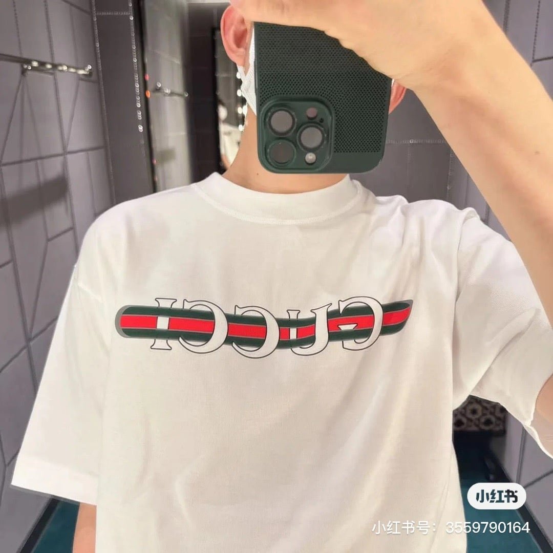 Cotton jersey T-shirt with gucci print