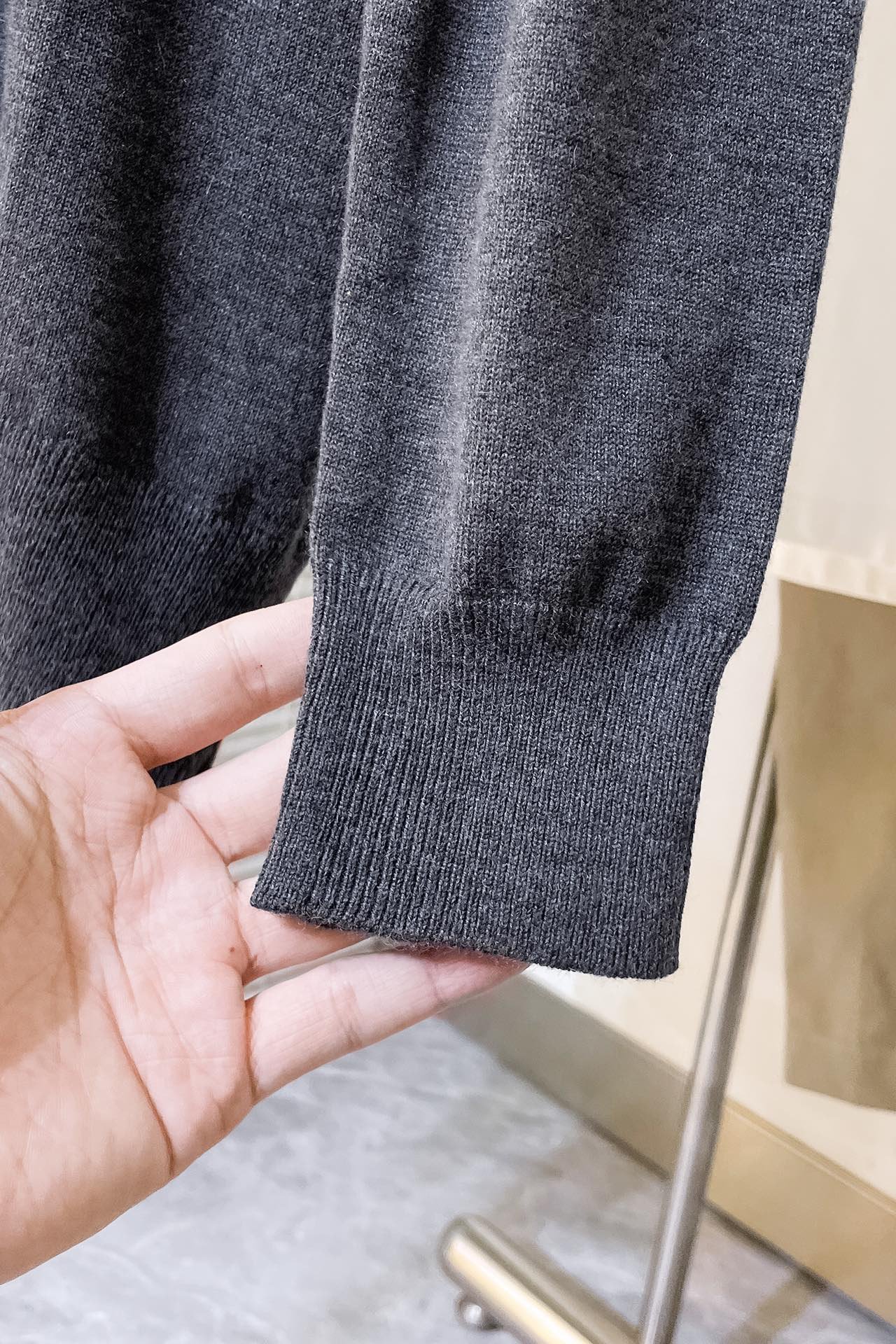 Knit wool long sleeve polo top