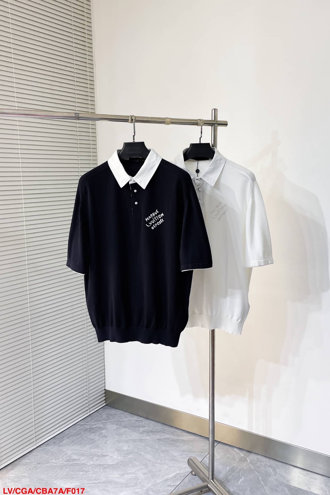 LV Embroidered Short-Sleeved Cotton Blend Polo Shirt