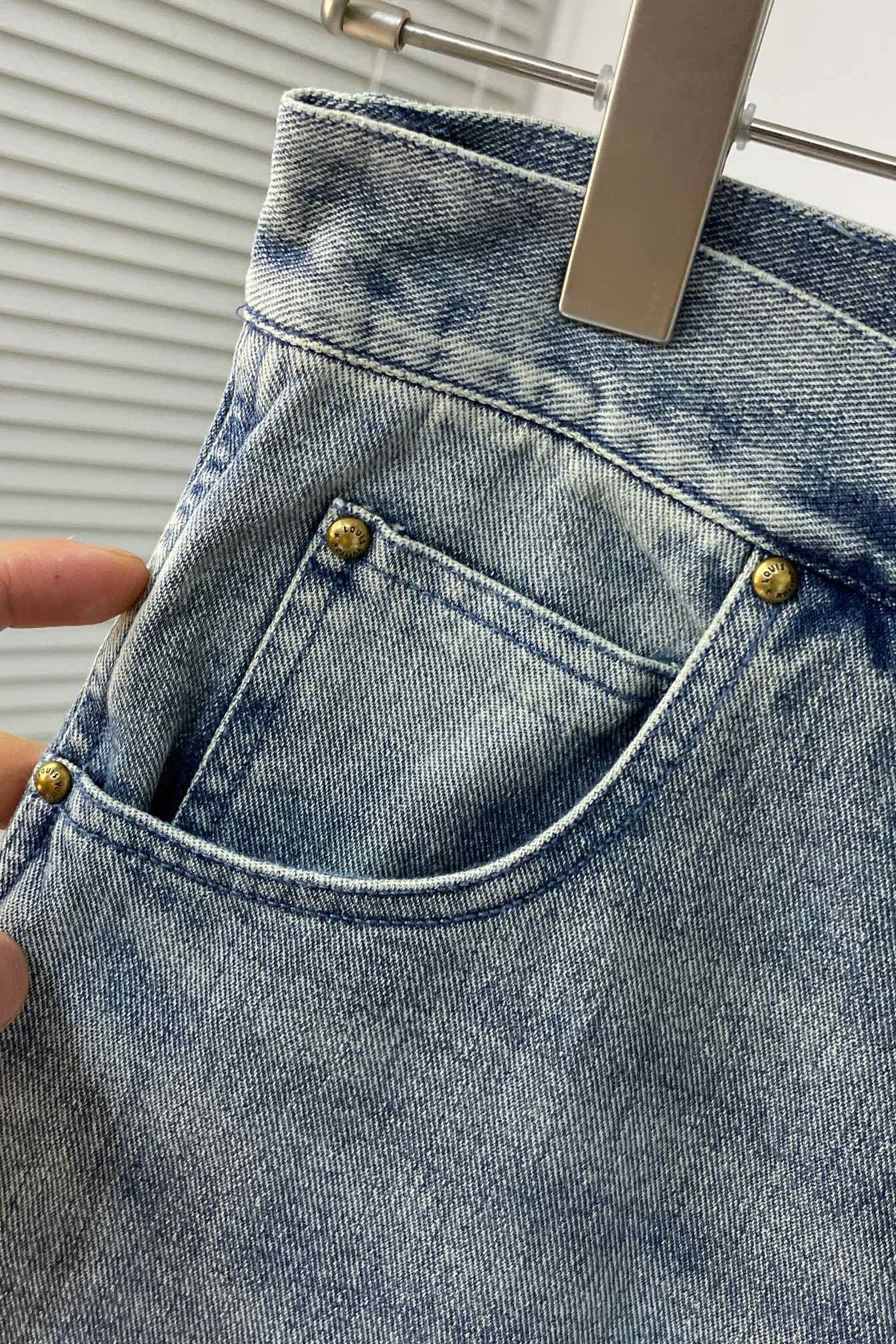 LV Short-Sleeved Denim Workwear Shirt+shorts
