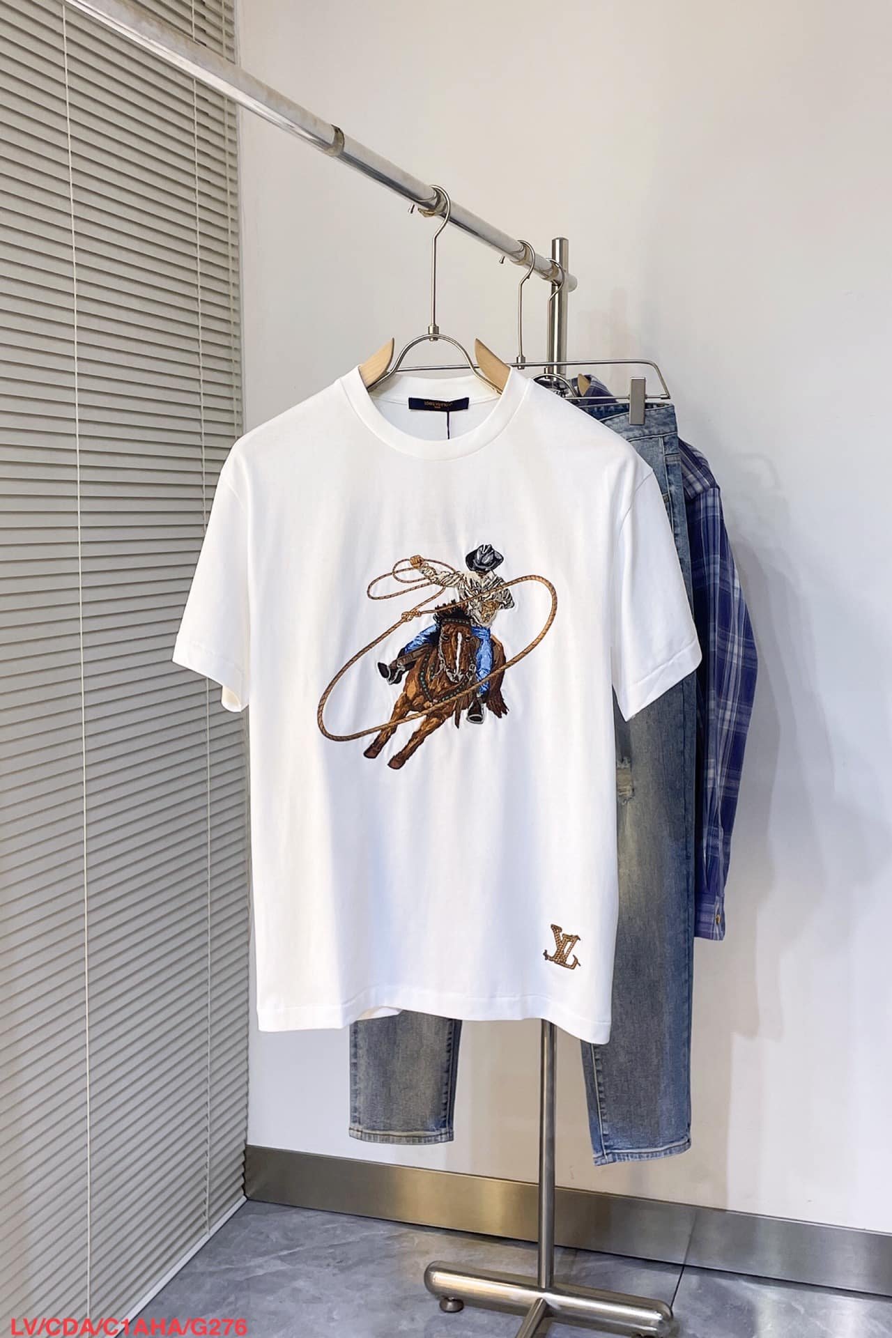 LV Graphic Embroidered Cotton T-Shirt