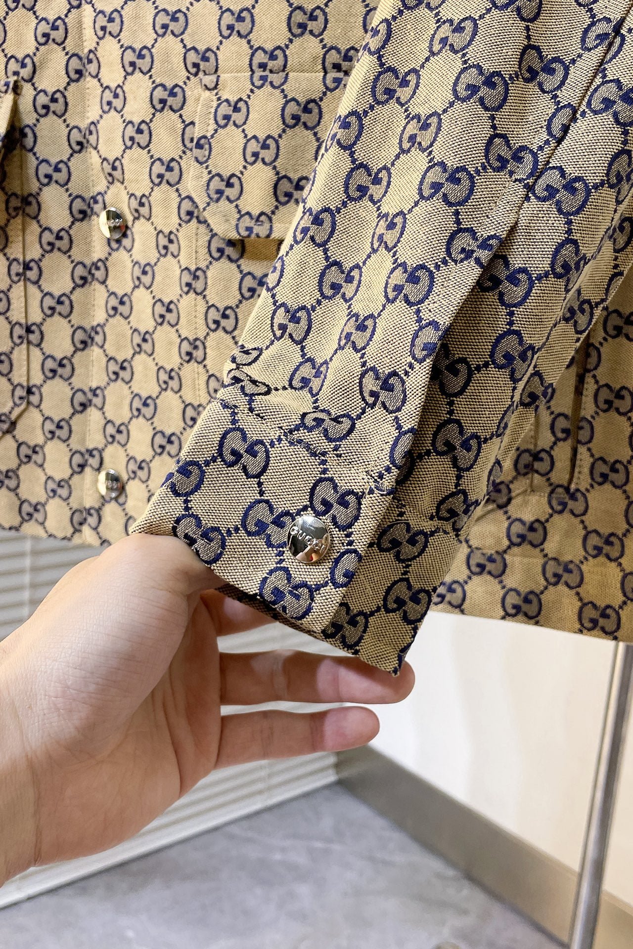 Gucci gg linen blend canvas jacket