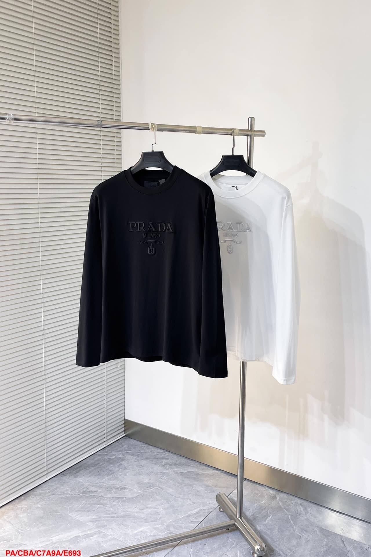 Prada Embroidered Long Sleeve T-Shirt