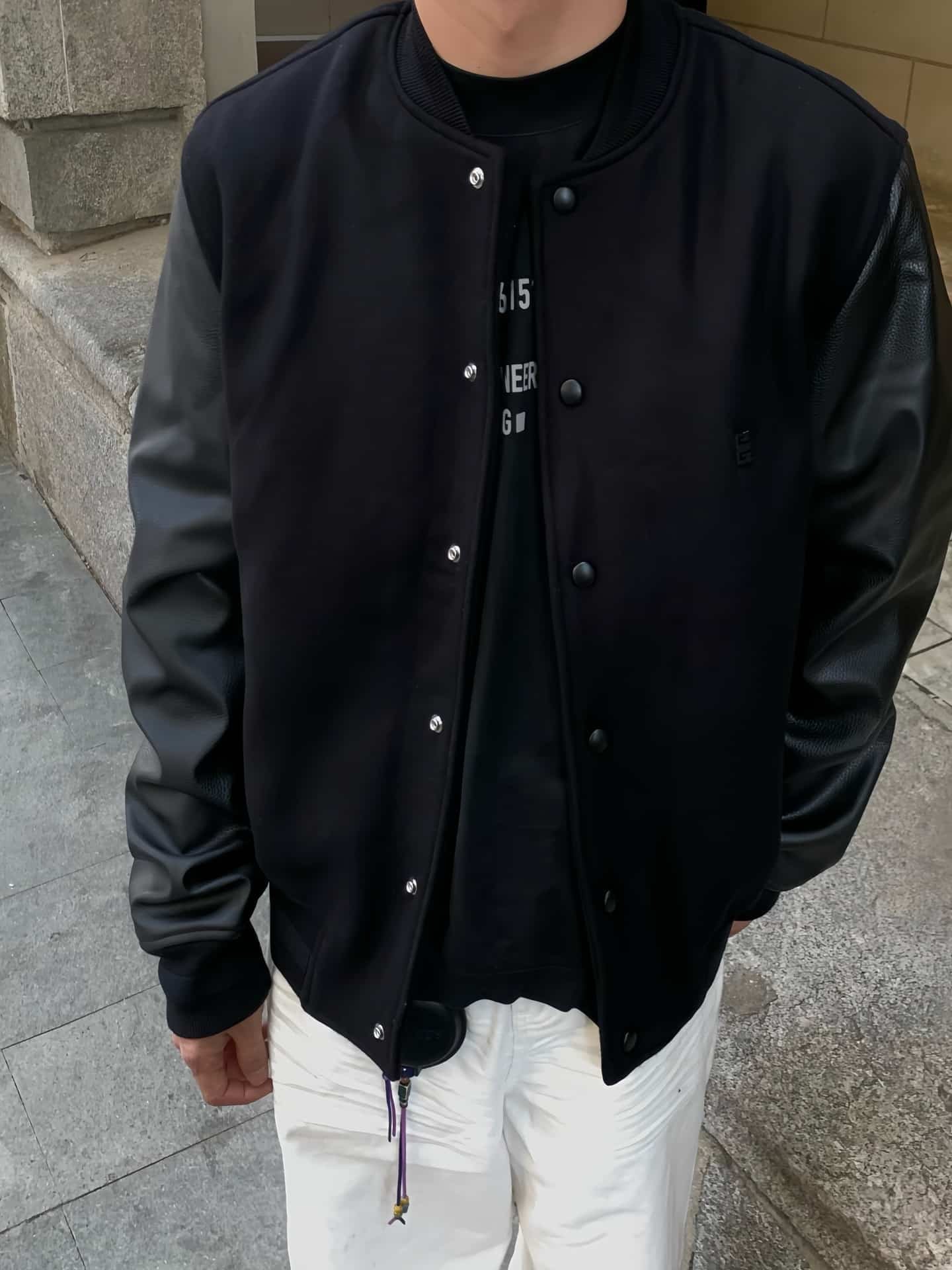 Varsity jacket in wool and leather with 4G detail