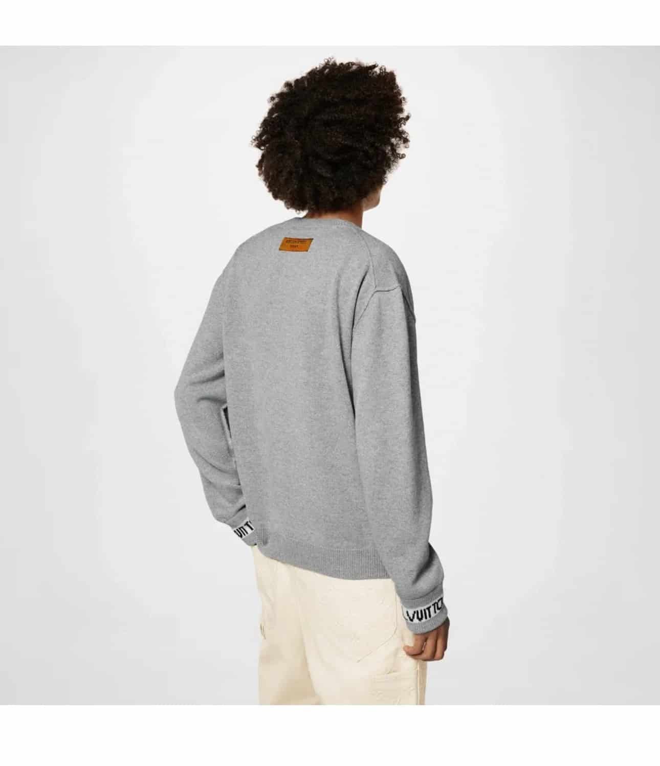LV logo cuffed cashmere crew neck sweater