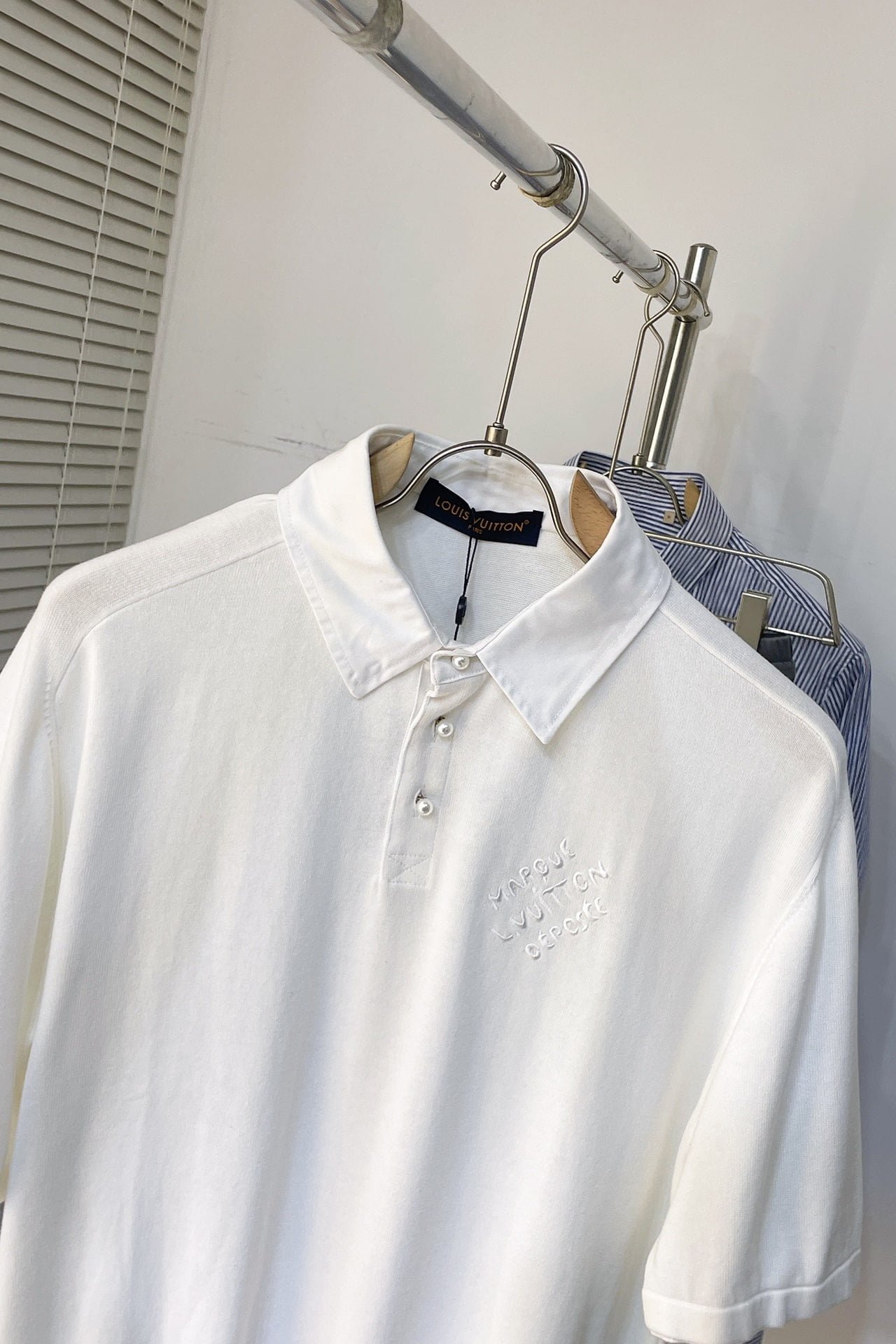 LV Embroidered Short-Sleeved Cotton Blend Polo Shirt