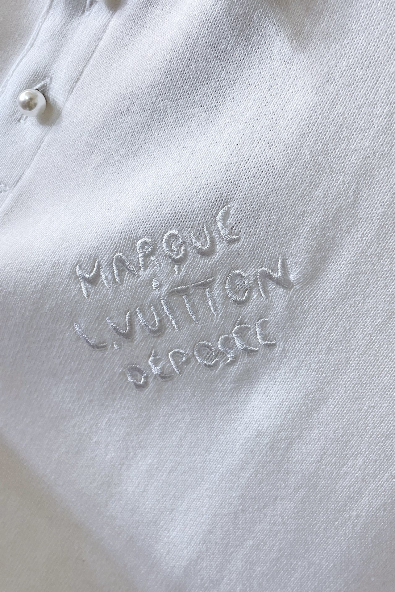 LV Embroidered Short-Sleeved Cotton Blend Polo Shirt