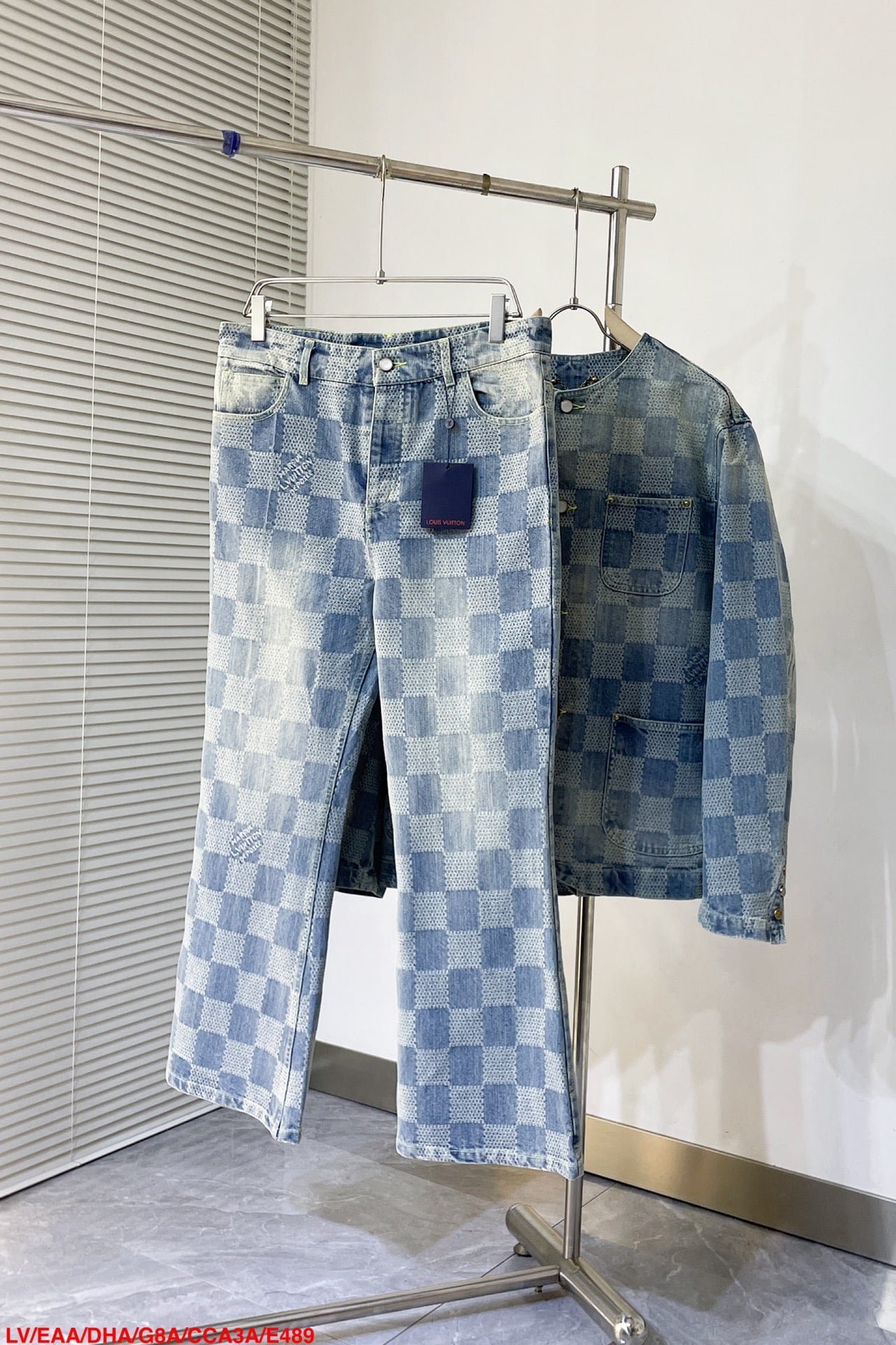 LV Damier Denim Chic Jacket+Damier Bootcut Denim Pants