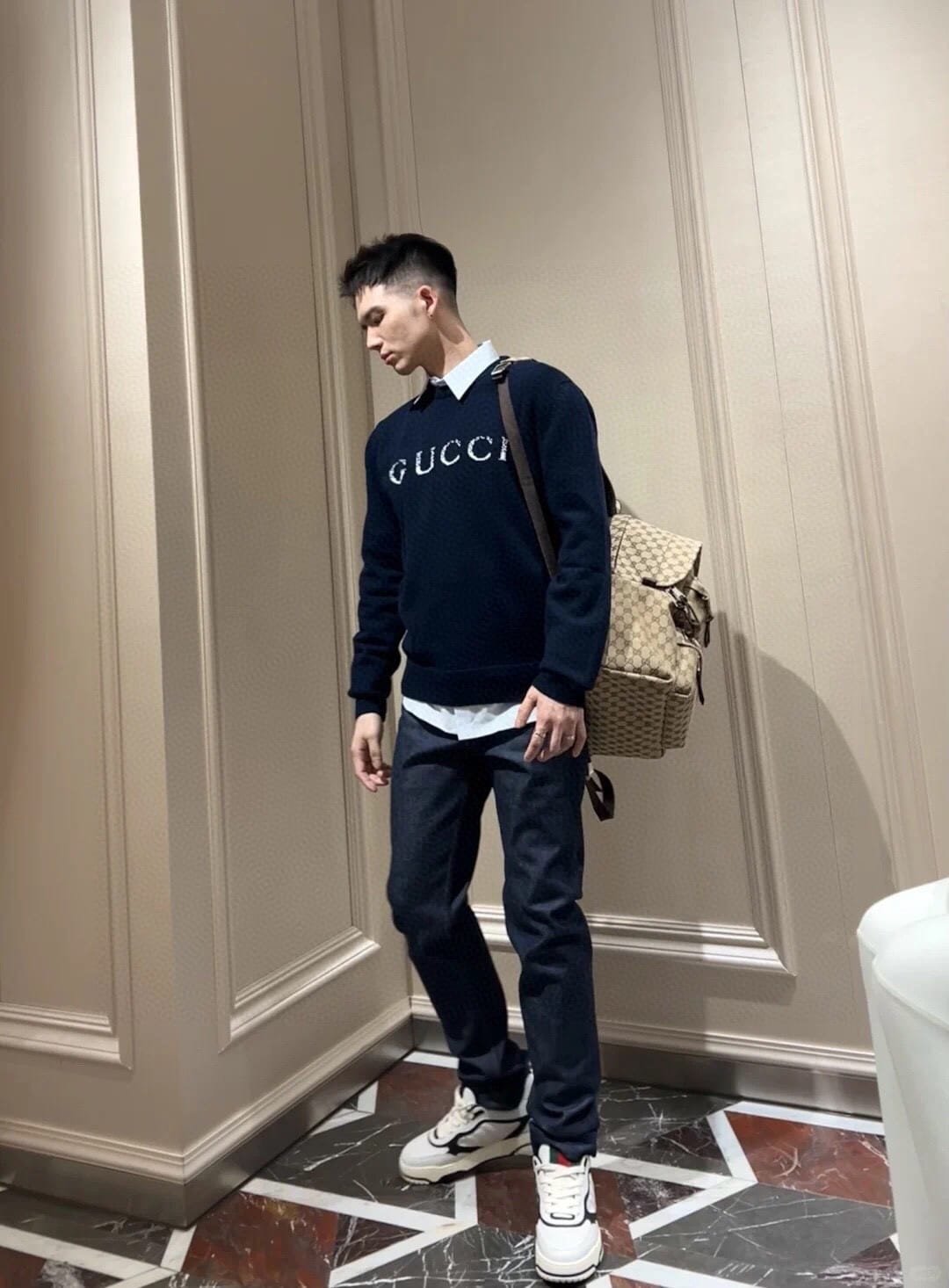 Wool sweater with Gucci intarsia
