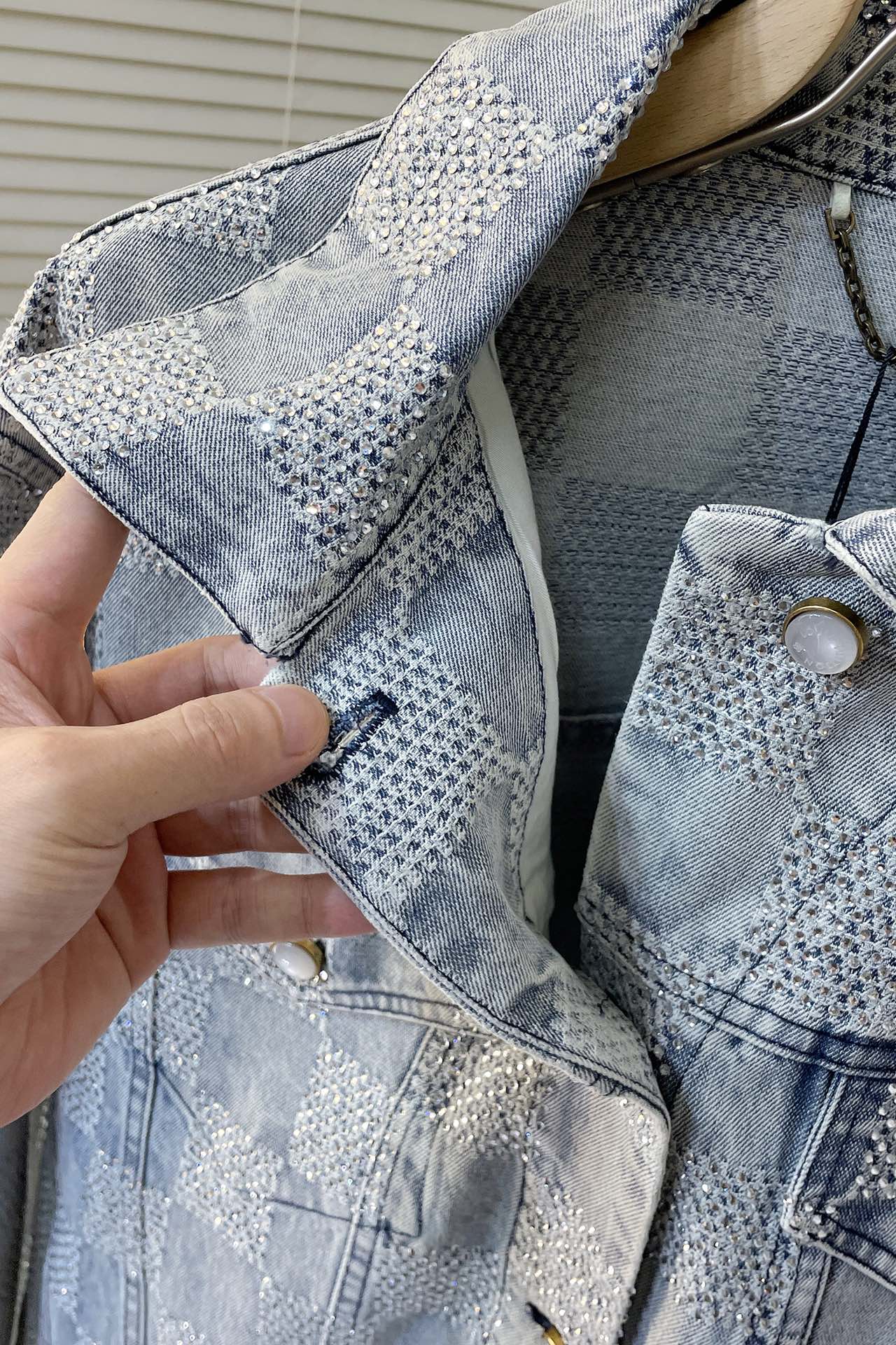 LV crystal denim jacket+pant