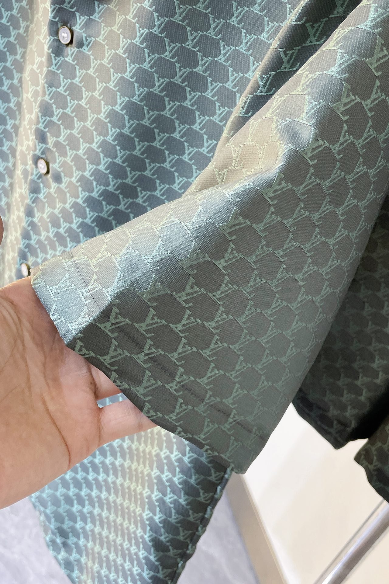 LV Short-Sleeved Jacquard Silk-Blend Shirt