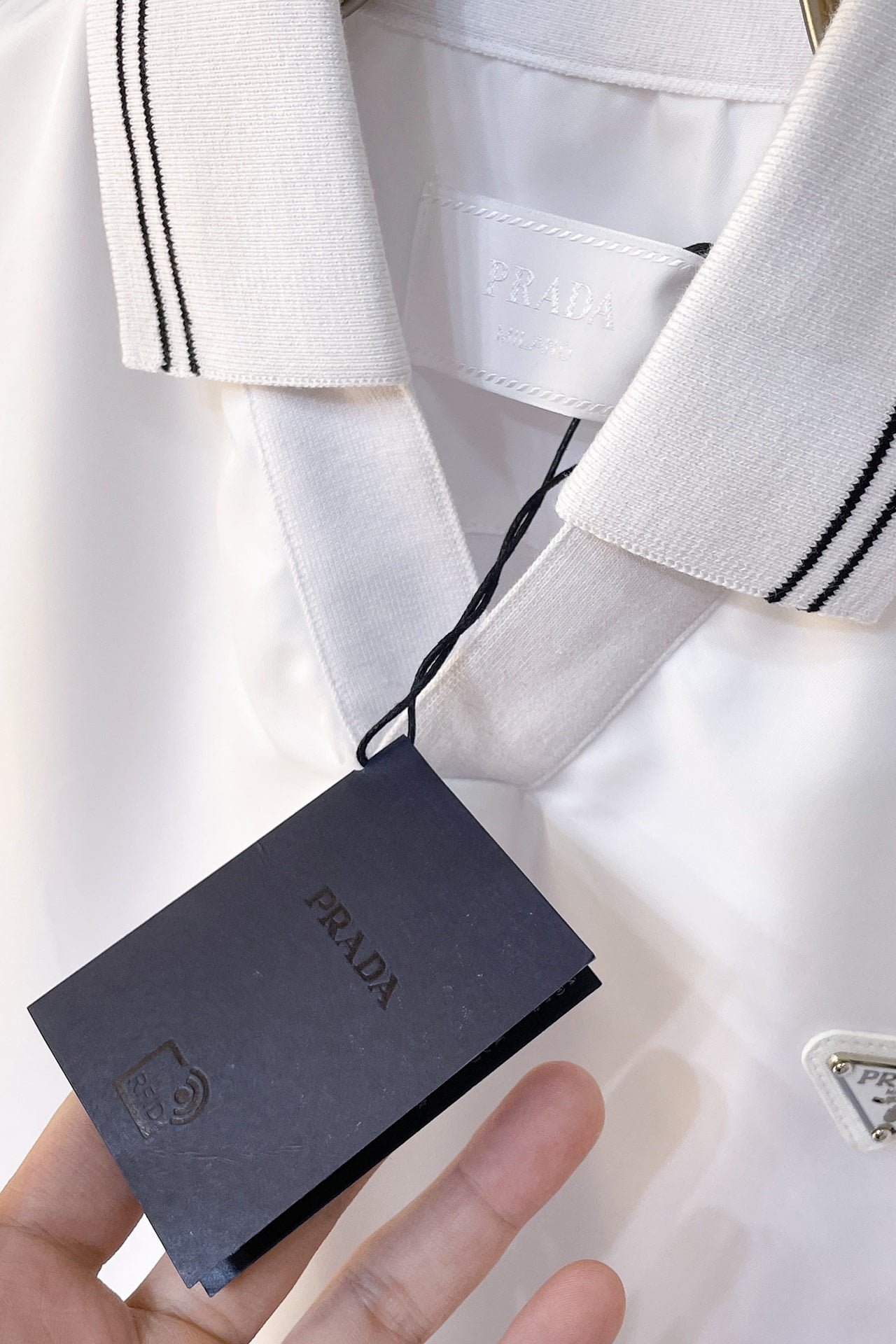 Prada Piqué polo shirt with Re-Nylon detail