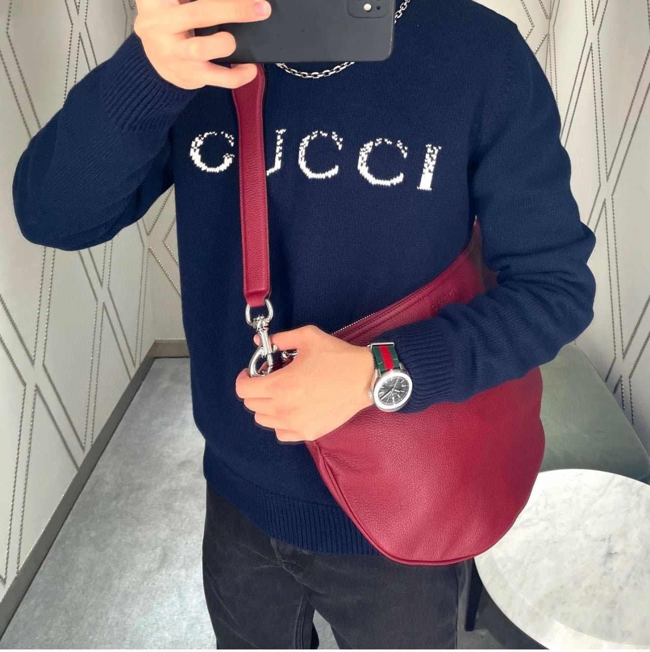 Wool sweater with Gucci intarsia