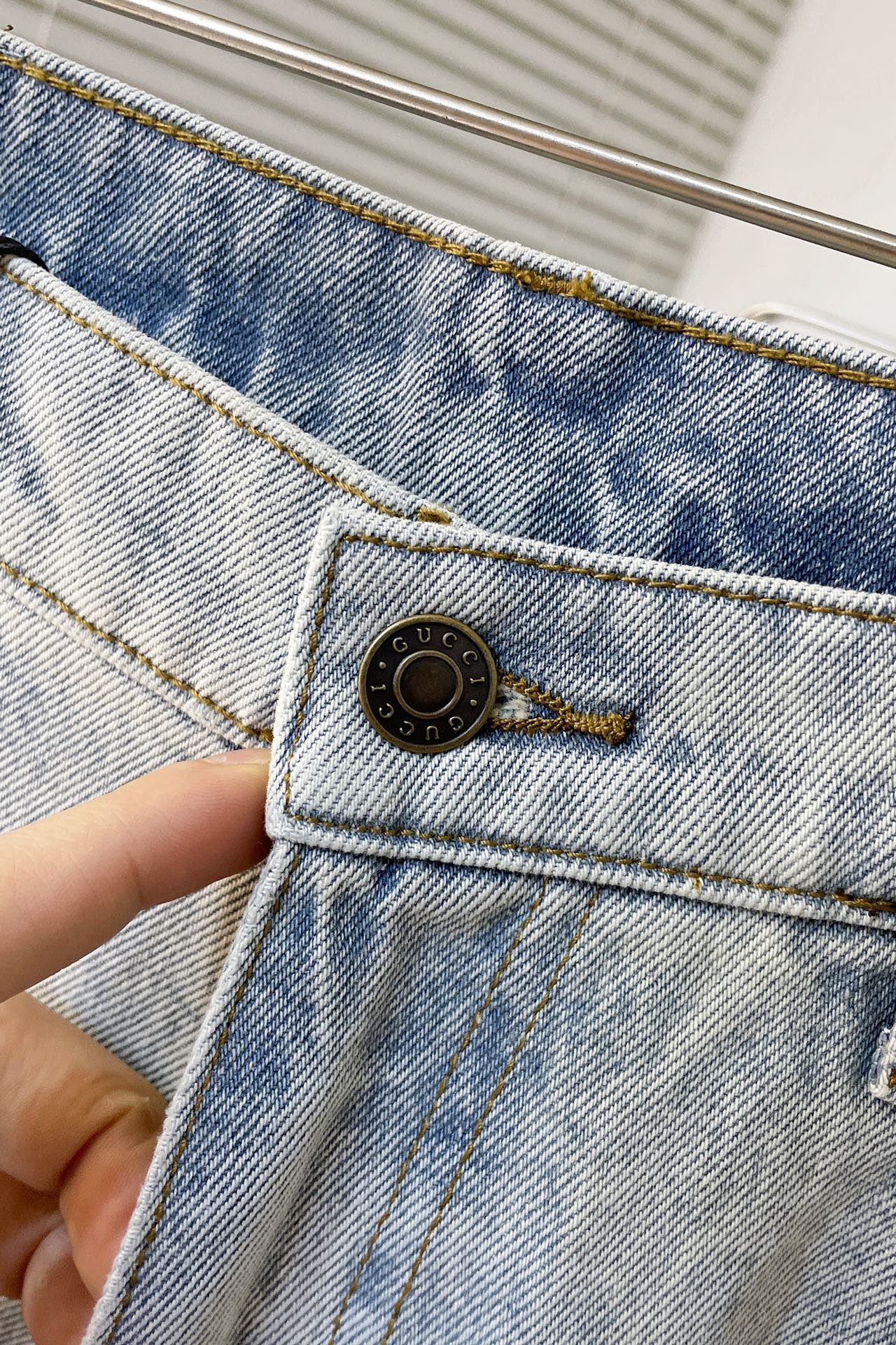 Gucci washed denim pant with gg turn ups