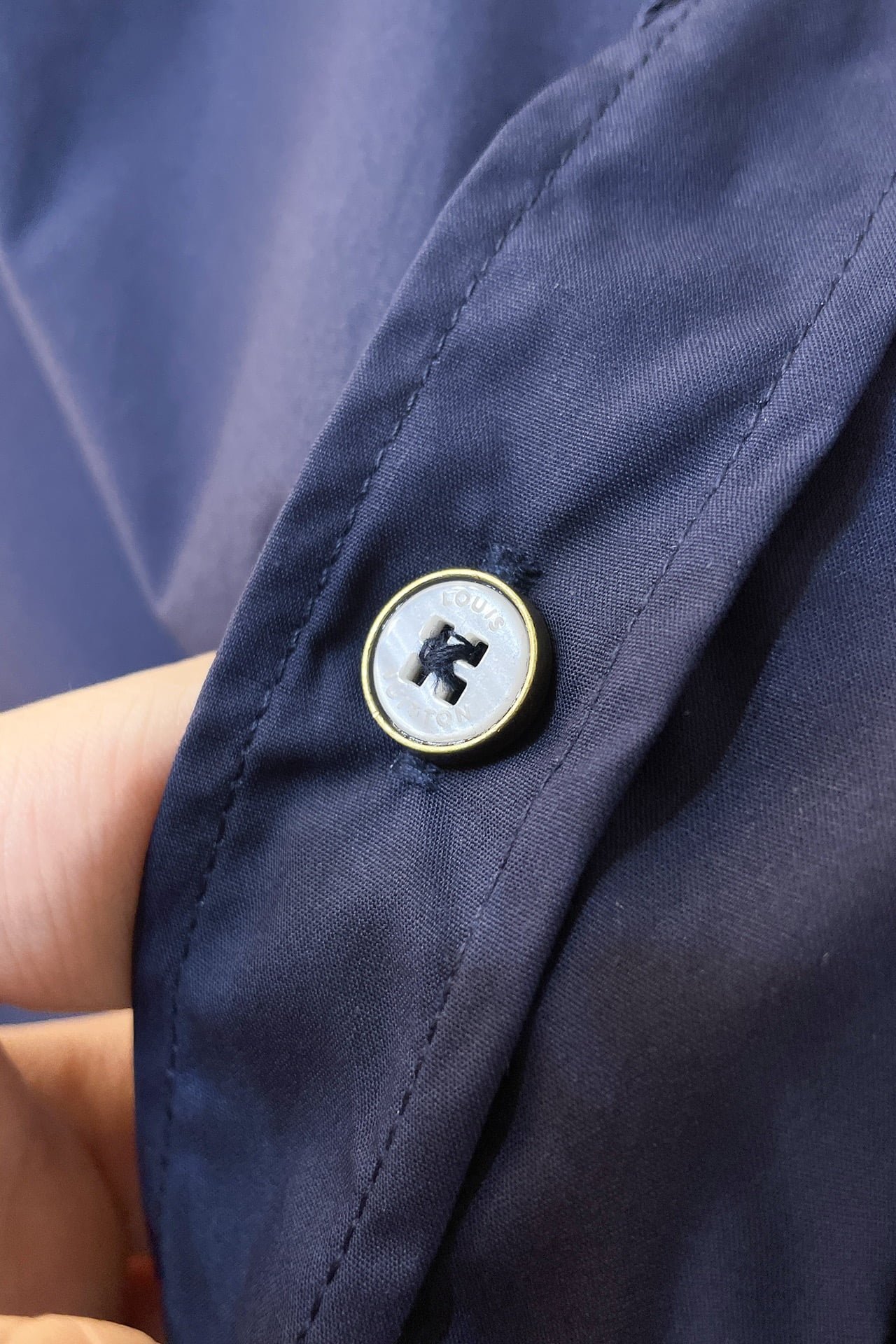 LV Embroidered Long-Sleeved Cotton Shirt