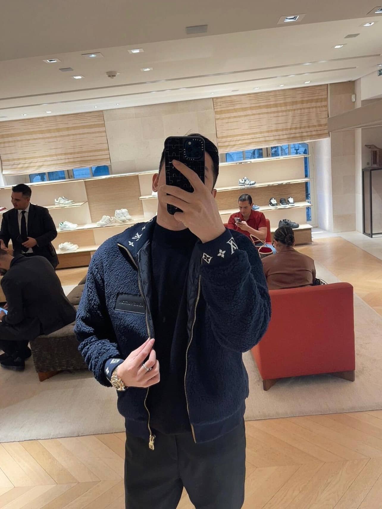Leather Patch Fleece Blouson