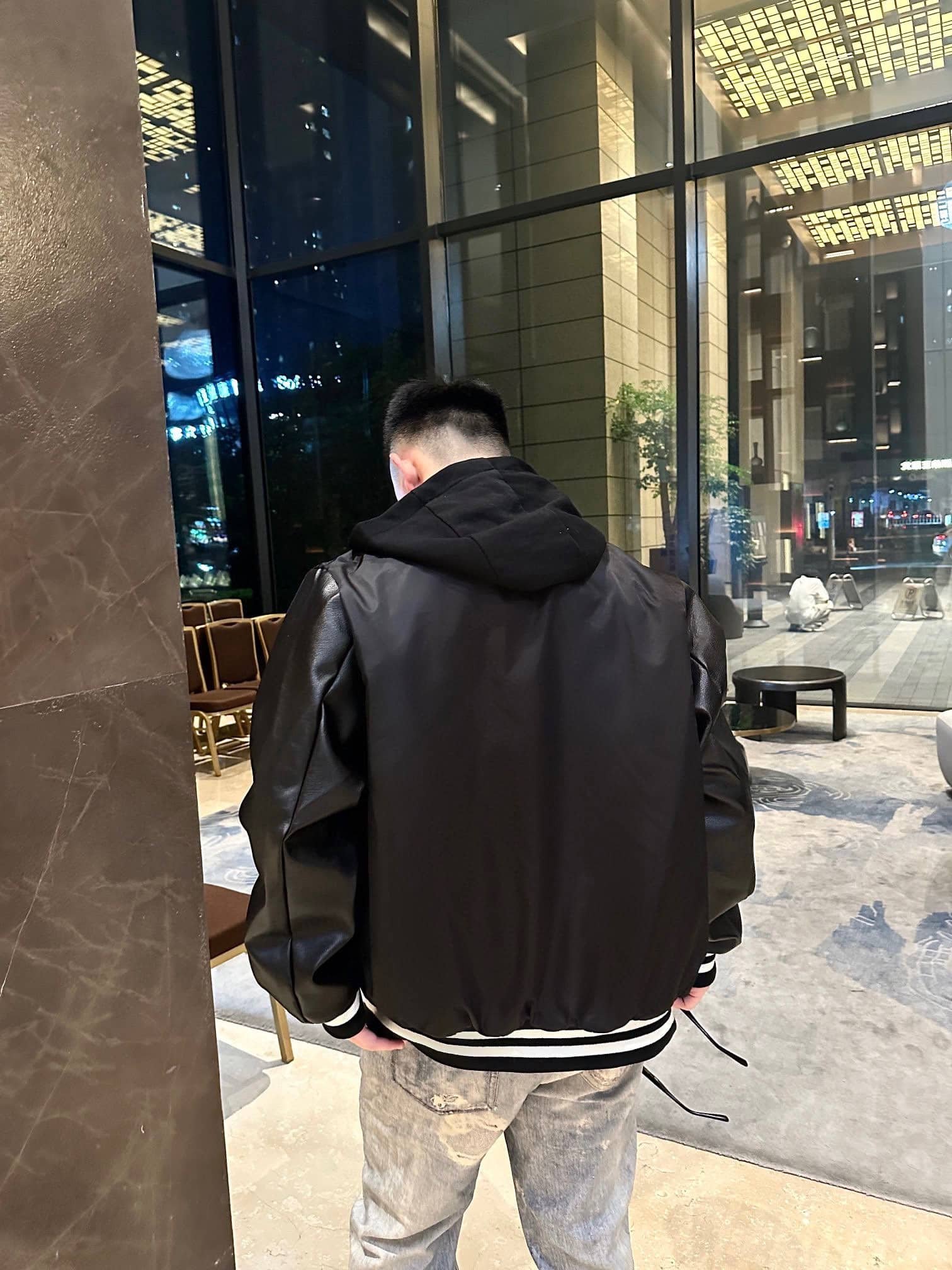 Oversized Re-Nylon bomber jacket