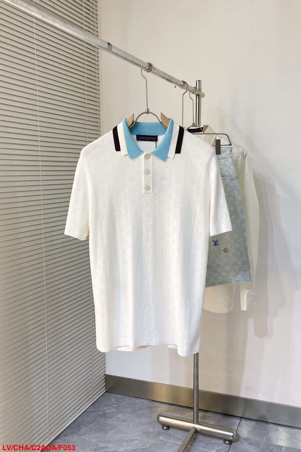 LV Monogram Pointelle Short-Sleeved Cotton Polo