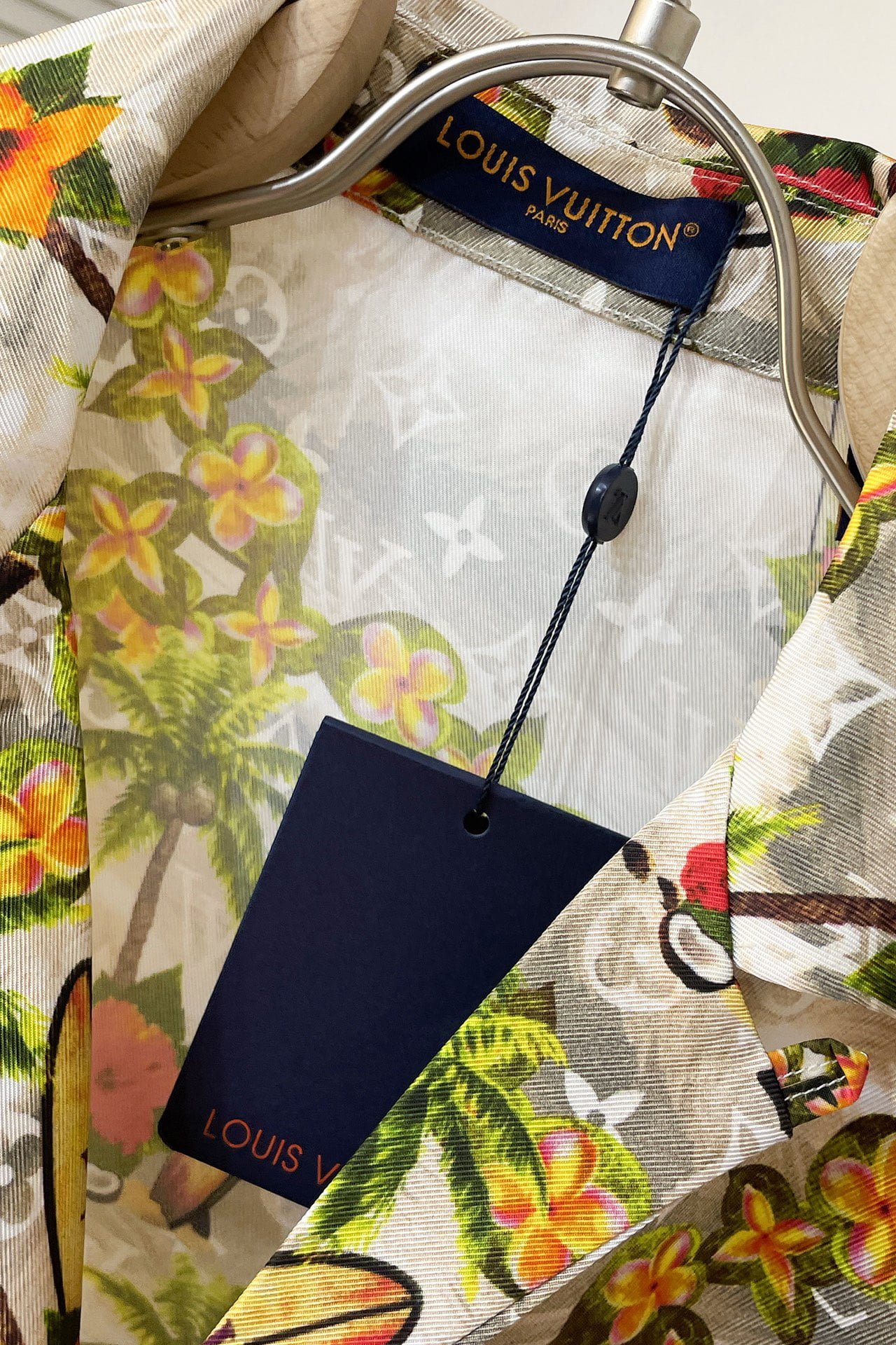 LV Monogram Short-Sleeved Silk Shirt +Monogram Silk Drawstring Shorts