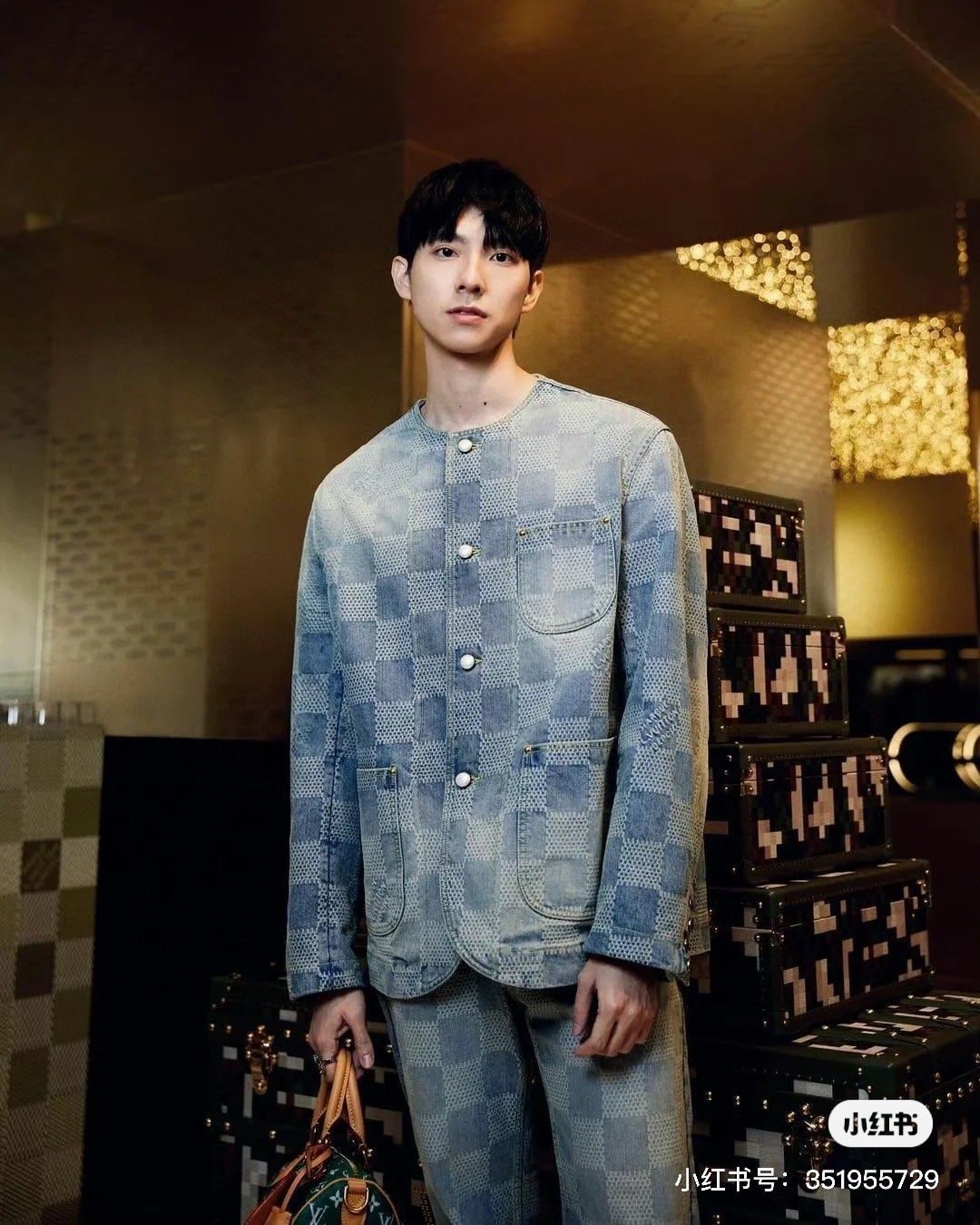 LV Damier Denim Chic Jacket+Damier Bootcut Denim Pants
