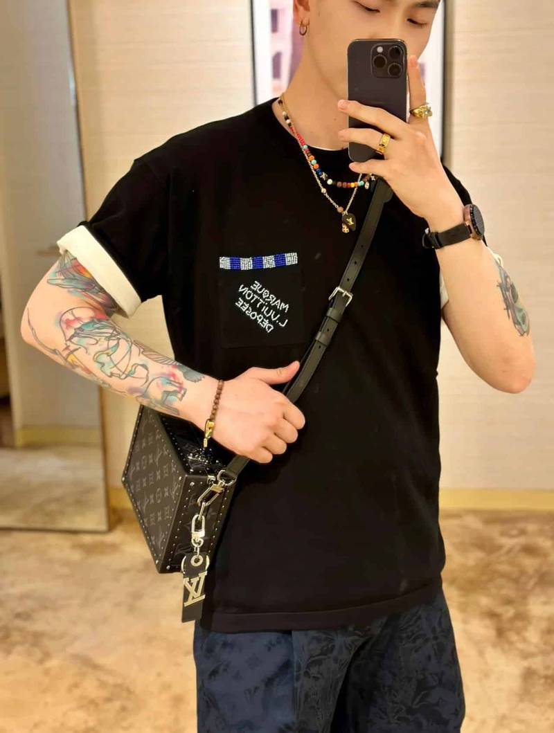 LV Embellished Short-Sleeved Cotton Crewneck