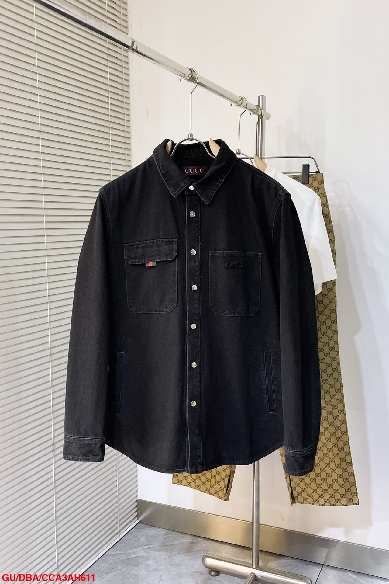 Denim shirt with Gucci embroidery