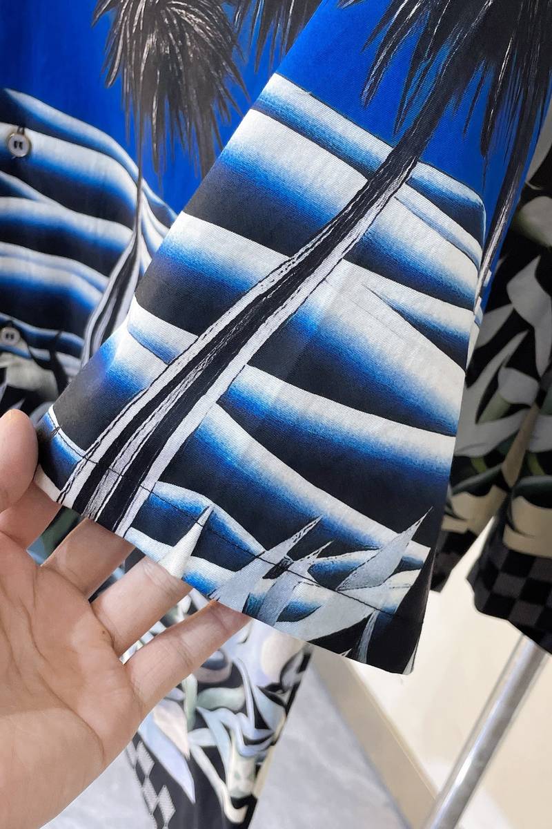 LV Printed Short-Sleeved Cotton Shirt+Technical Cotton Jersey Shorts