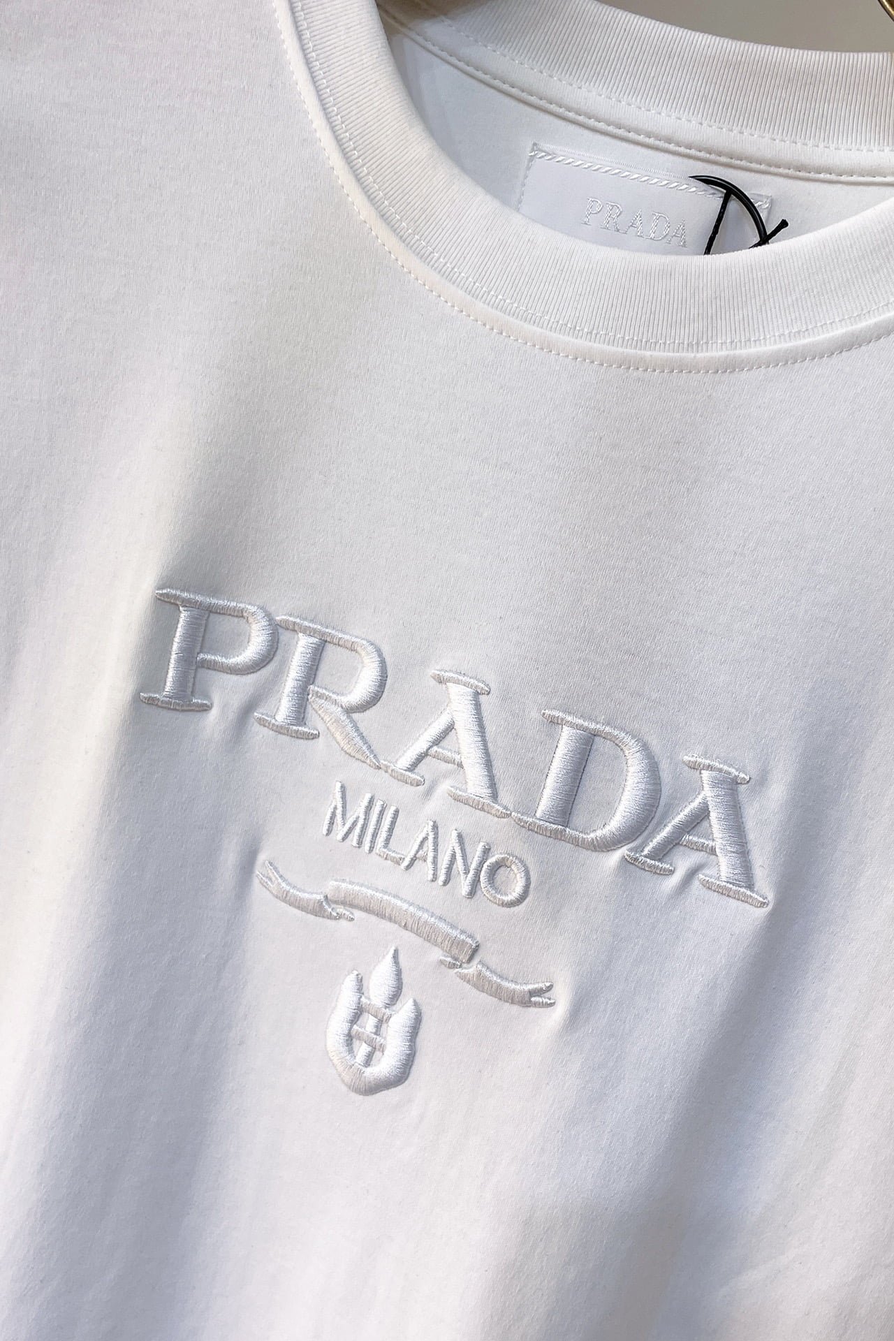 Prada Embroidered Long Sleeve T-Shirt