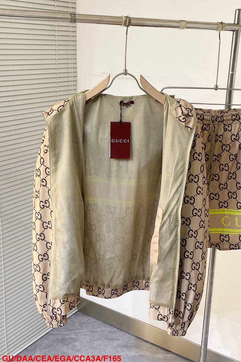 Gucci light nylon GG print hooded jacket+shorts