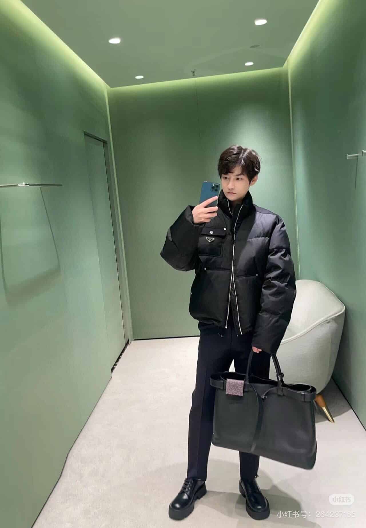 Cropped Re-Nylon down jacket
