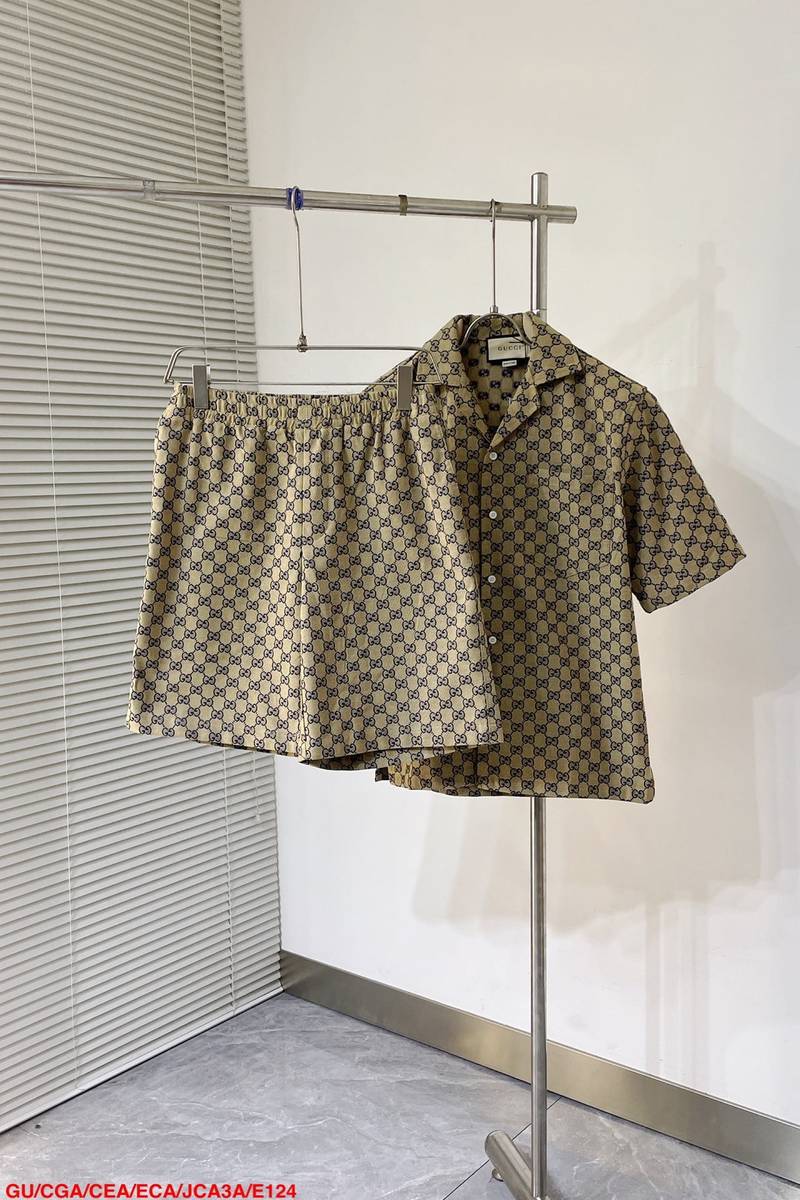 Gucci gg linen blend canvas shirt+gg supreme linen shorts