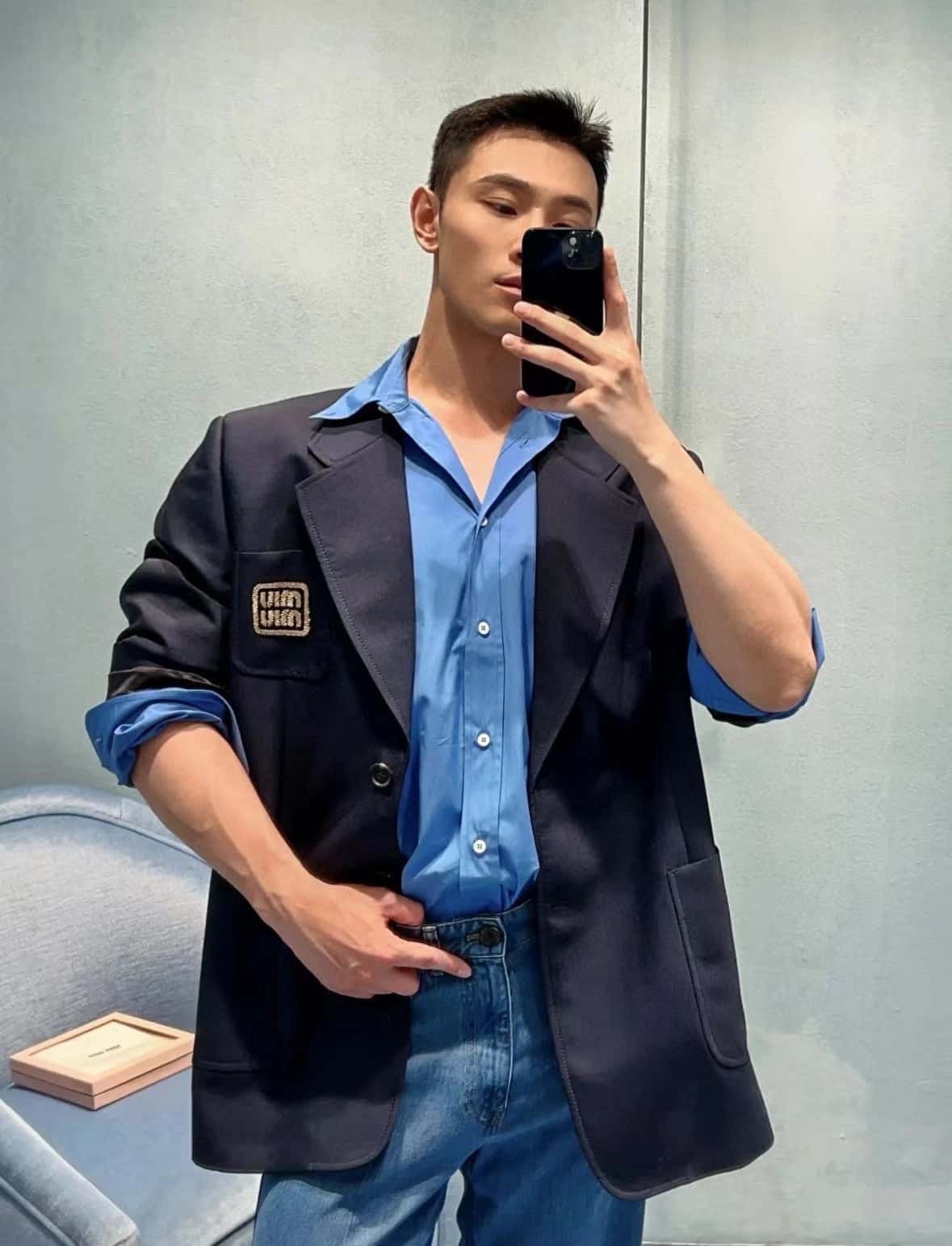Single-breasted mohair jacket