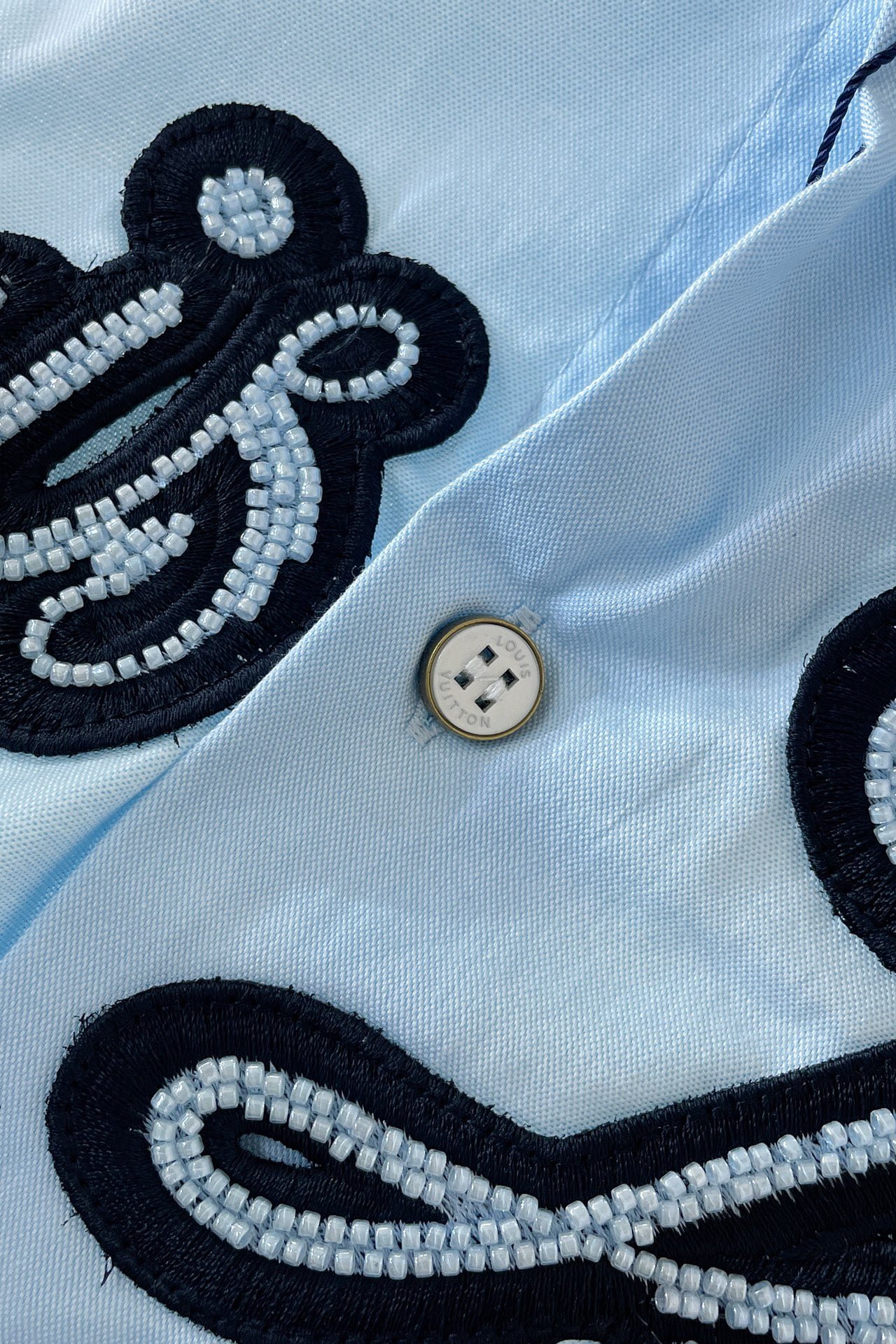 LV Embroidered Short-Sleeved Cotton Shirt