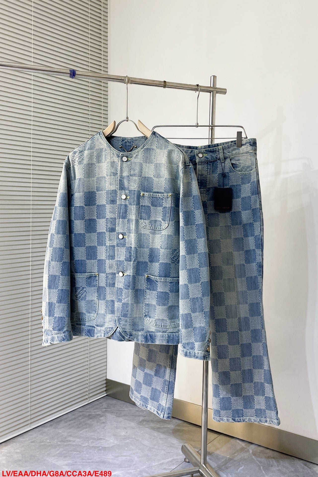 LV Damier Denim Chic Jacket+Damier Bootcut Denim Pants